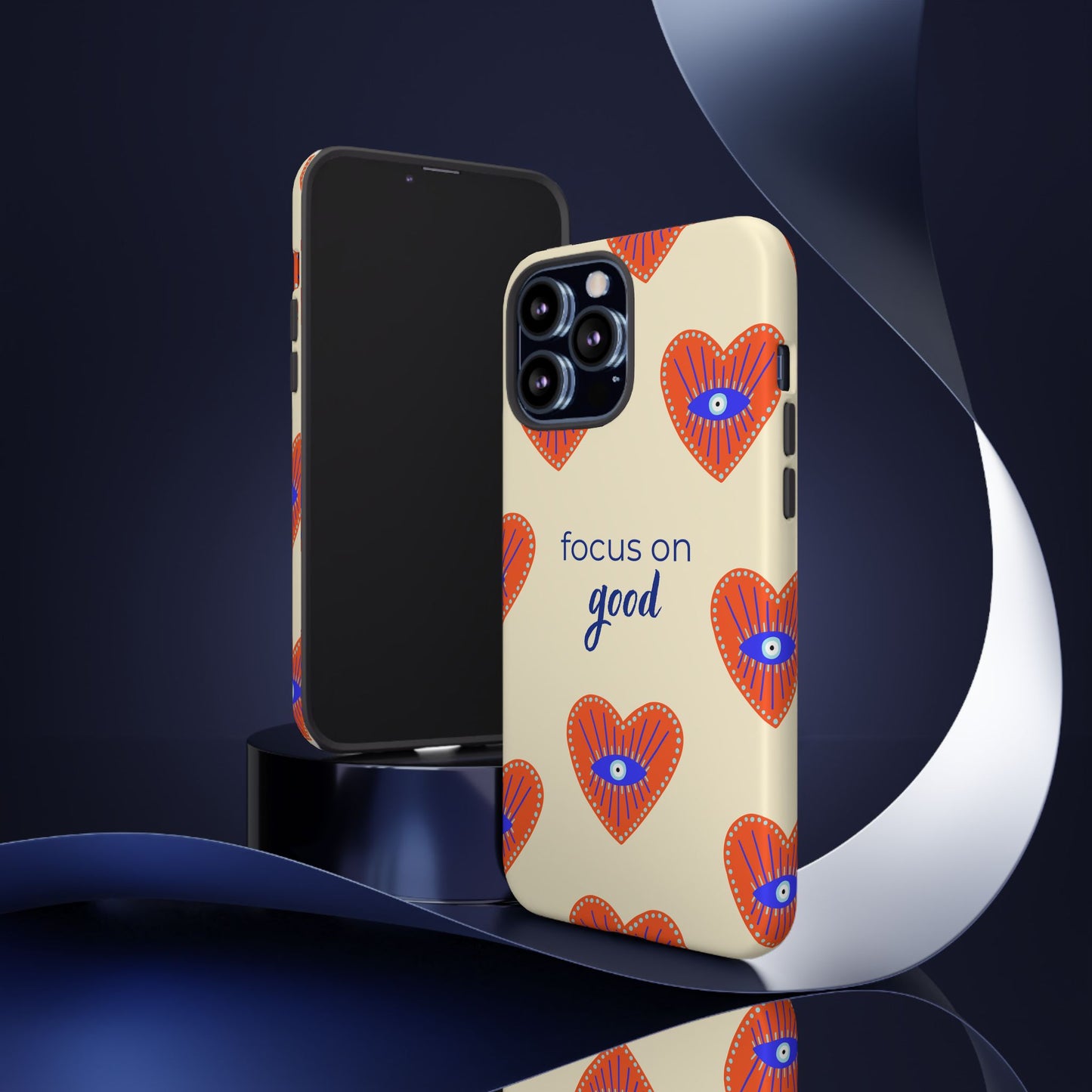Phone Case — "Focus on Good" Heart Pattern Protective Case