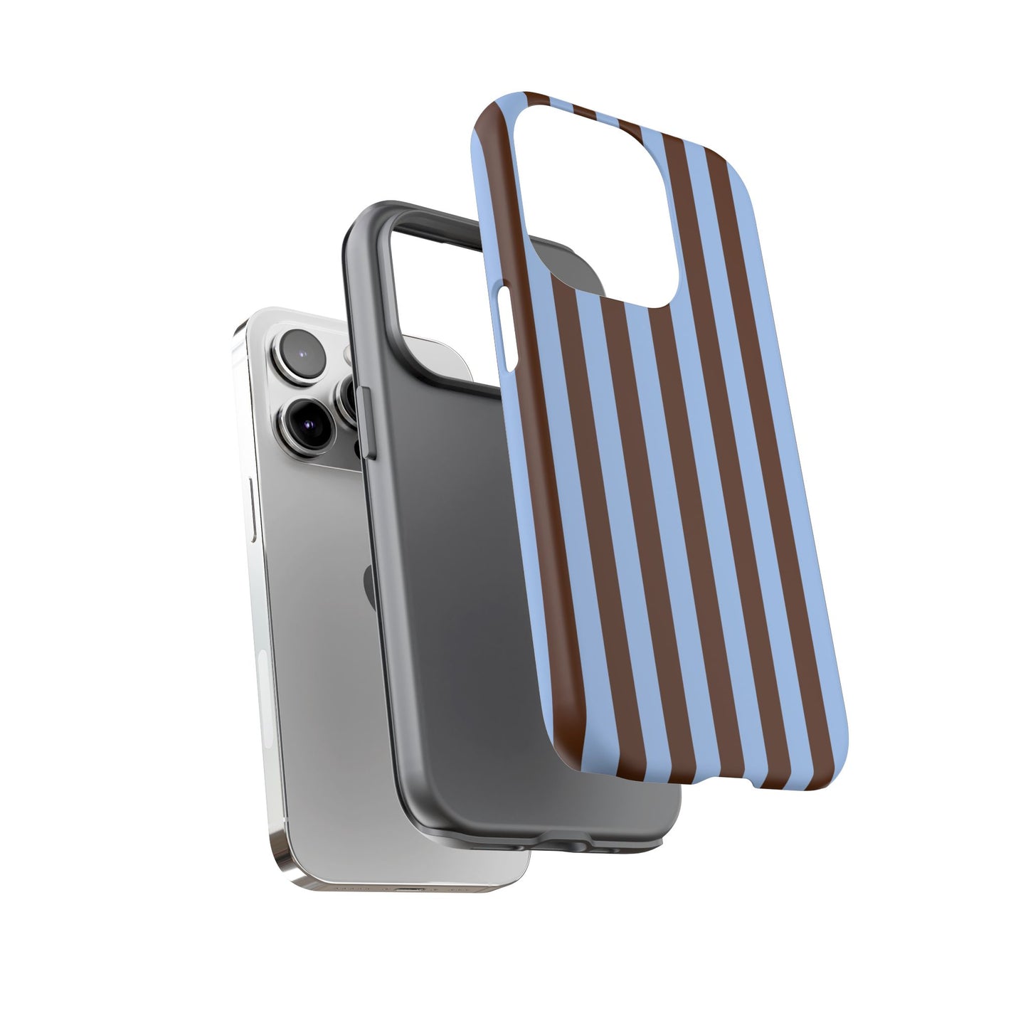 Blue & Brown Vertical Stripe Tough Phone Case — Durable Protective Cover