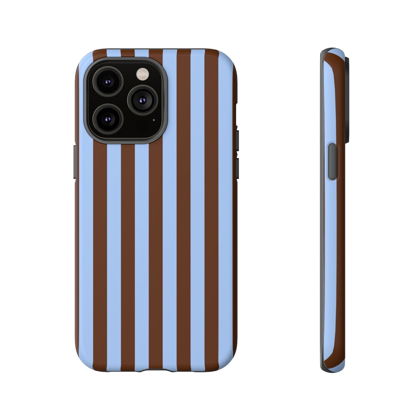 Blue & Brown Vertical Stripe Tough Phone Case — Durable Protective Cover