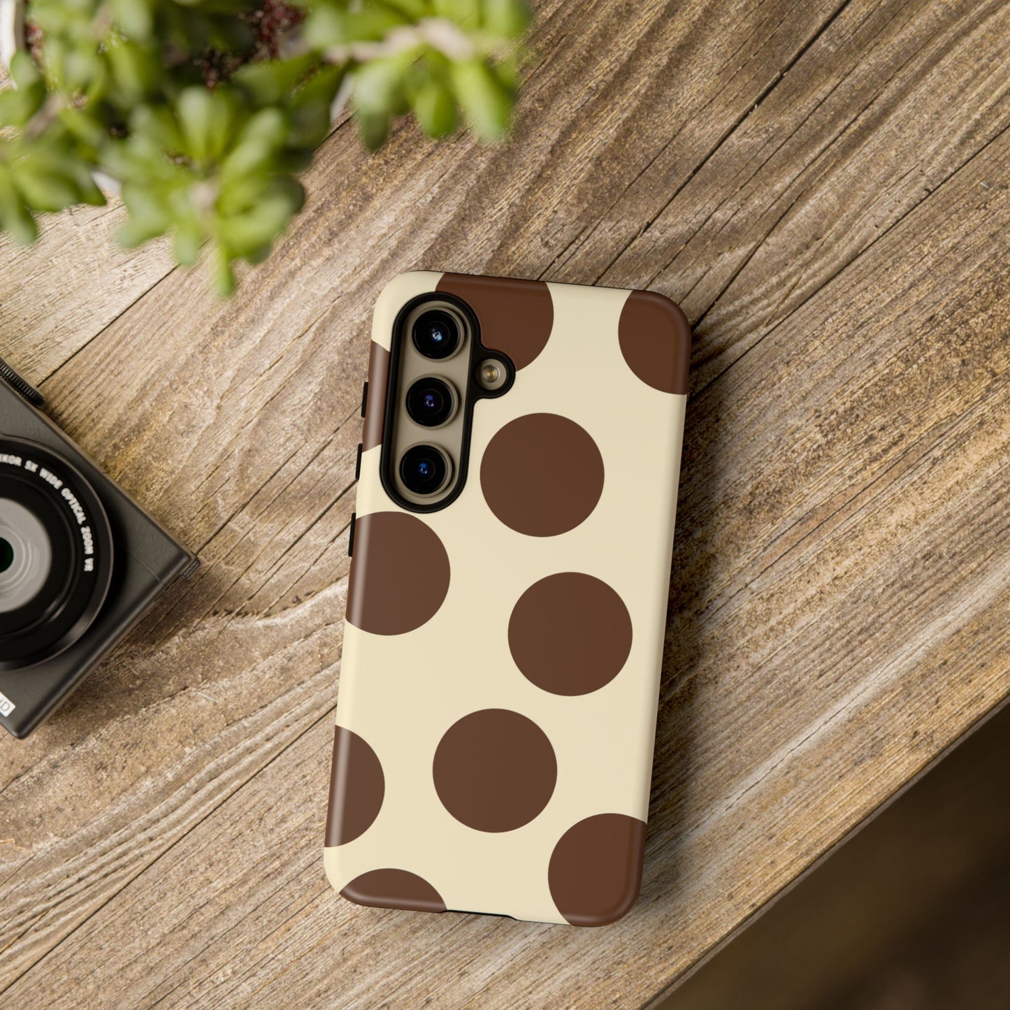 Brown Polka Dot Phone Case — Retro Large Dot Tough Case
