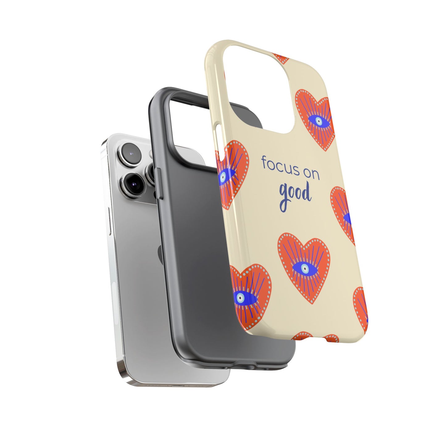Phone Case — "Focus on Good" Heart Pattern Protective Case