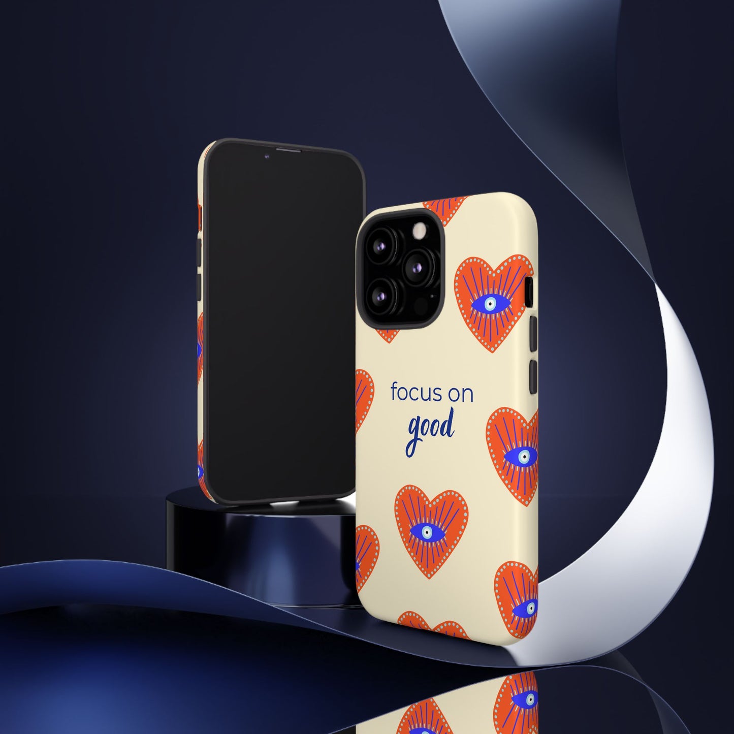 Phone Case — "Focus on Good" Heart Pattern Protective Case