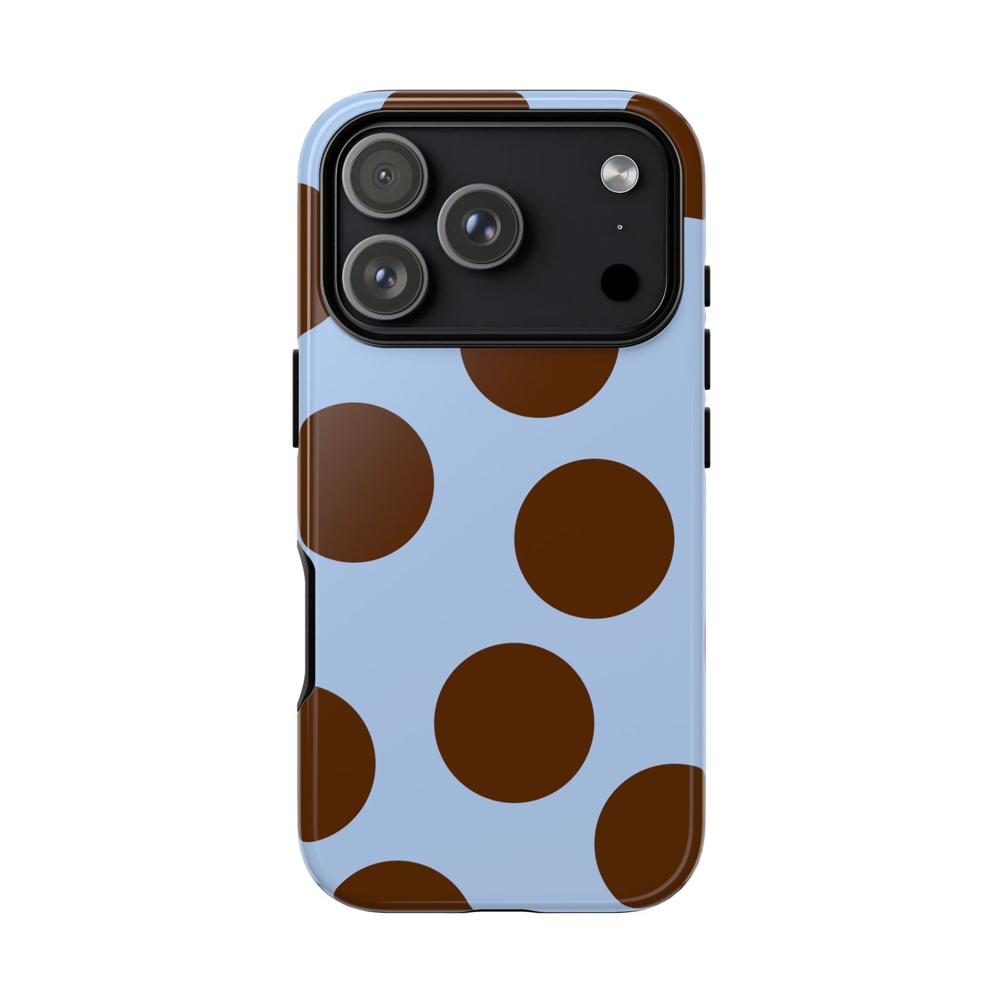 Phone Case - Blue with Brown Polka Dots (Tough Protective Phone Case)