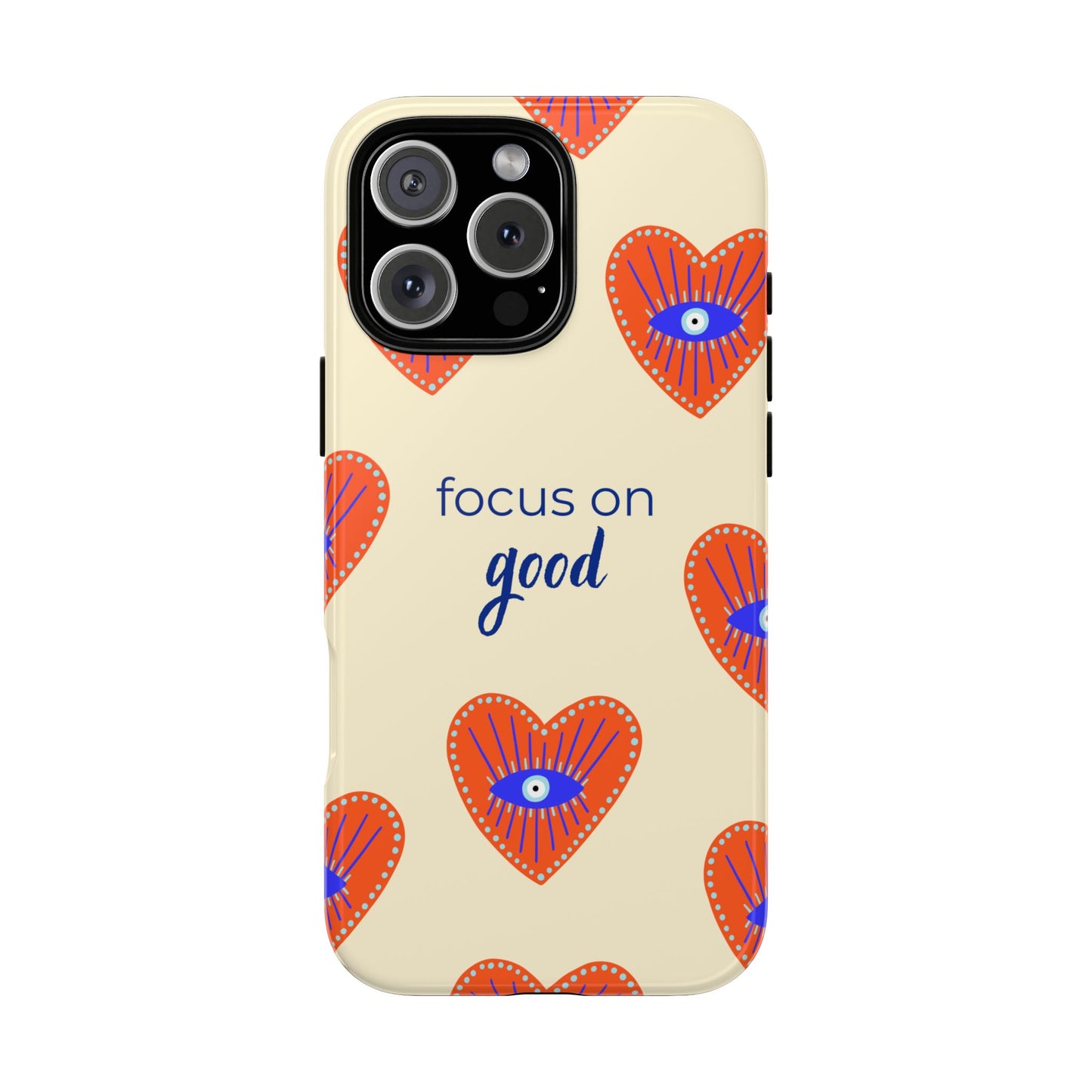 Phone Case — "Focus on Good" Heart Pattern Protective Case