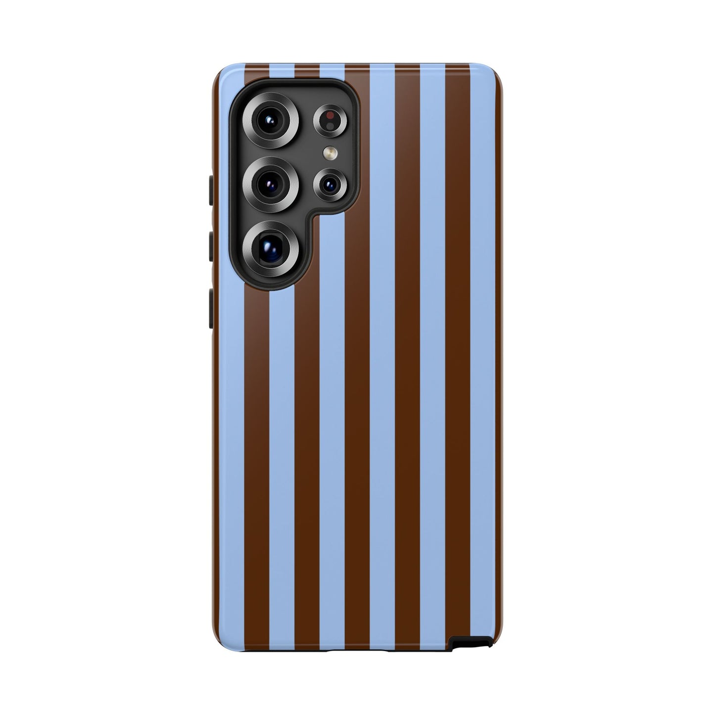 Blue & Brown Vertical Stripe Tough Phone Case — Durable Protective Cover