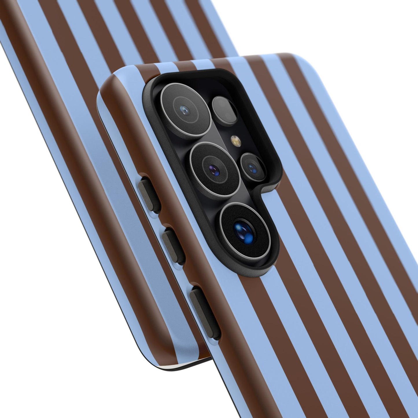 Blue & Brown Vertical Stripe Tough Phone Case — Durable Protective Cover