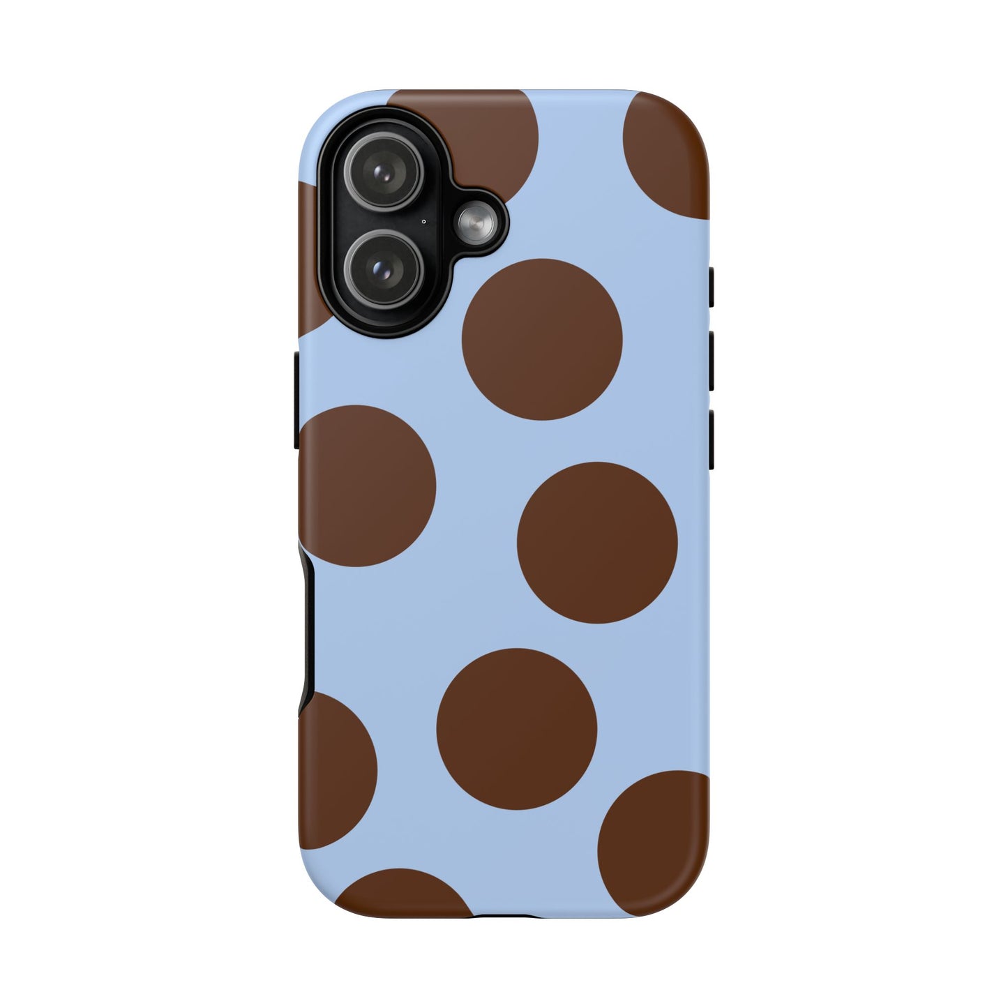 Phone Case - Blue with Brown Polka Dots (Tough Protective Phone Case)
