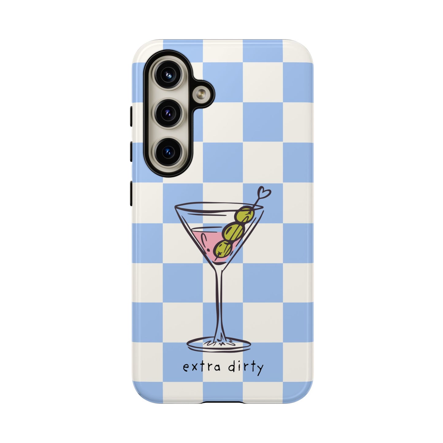 Phone Case — Blue Check Martini "extra dirty" Design