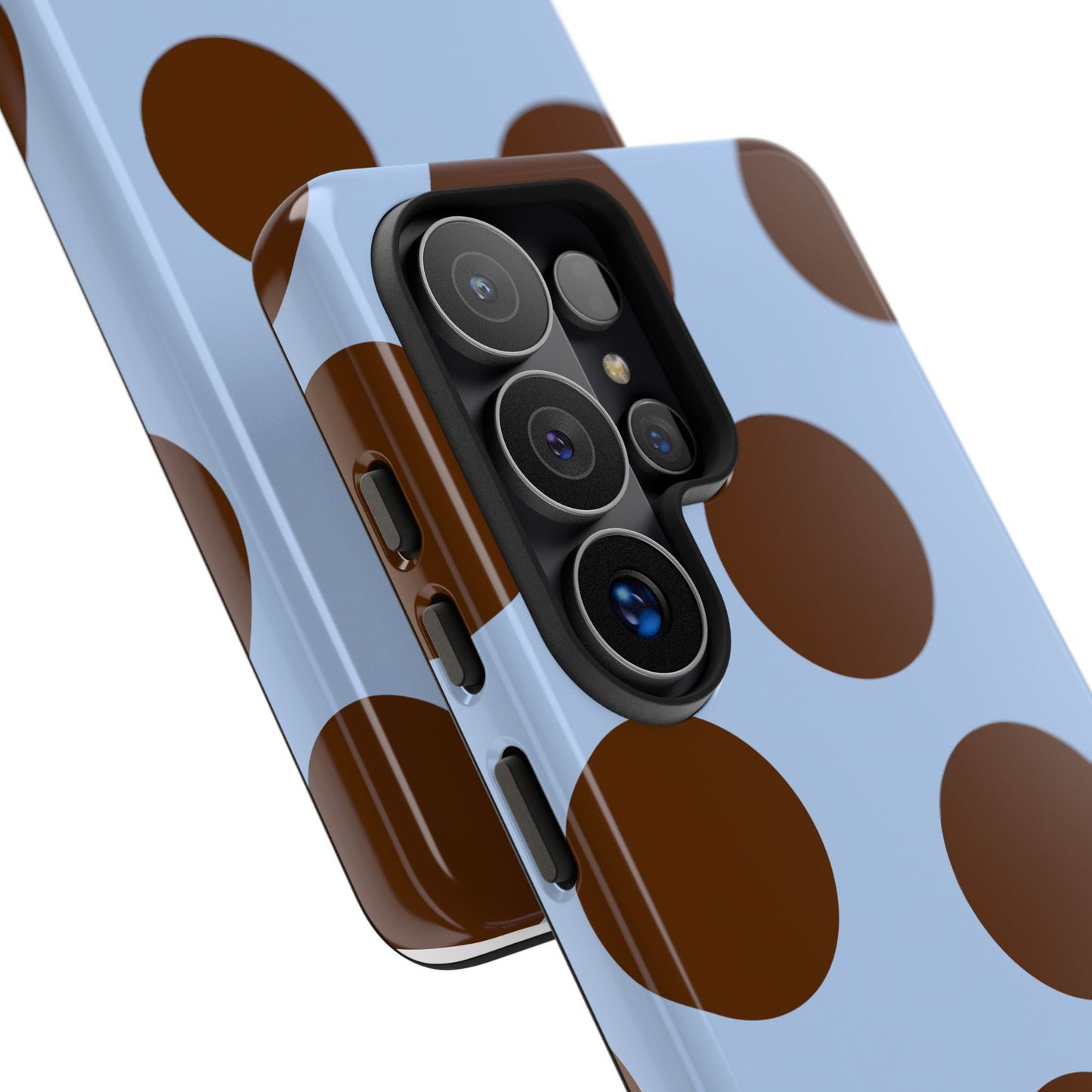 Phone Case - Blue with Brown Polka Dots (Tough Protective Phone Case)