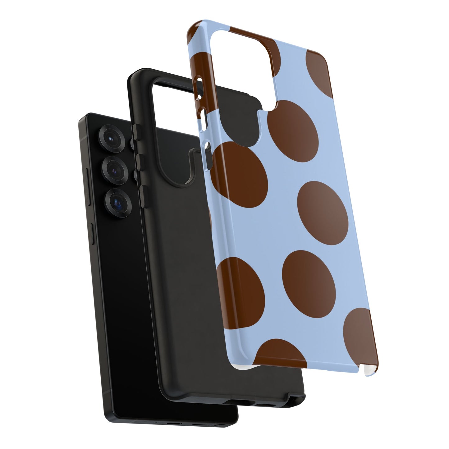 Phone Case - Blue with Brown Polka Dots (Tough Protective Phone Case)