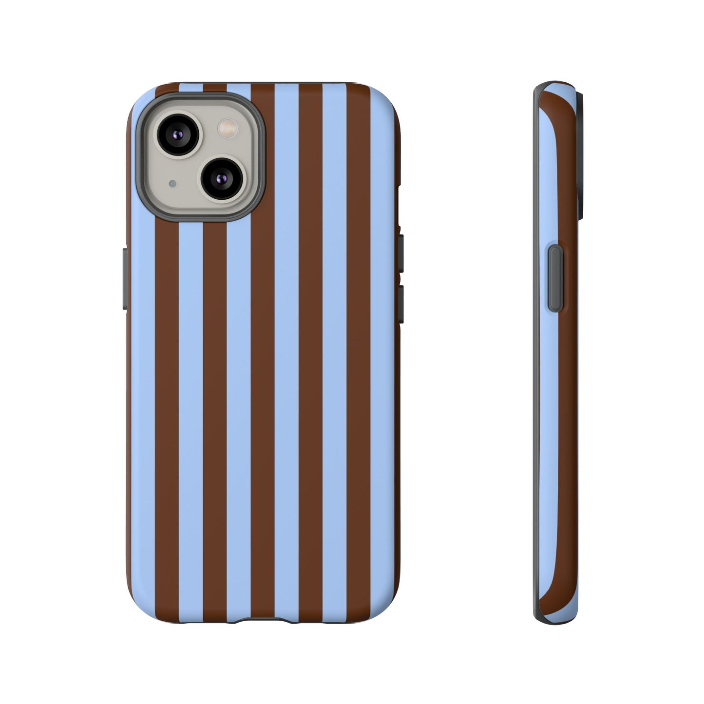 Blue & Brown Vertical Stripe Tough Phone Case — Durable Protective Cover
