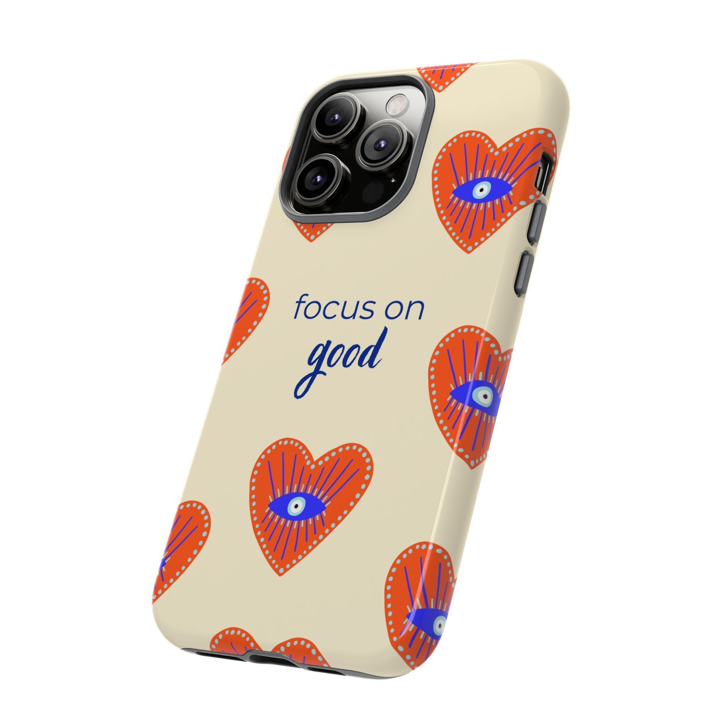 Phone Case — "Focus on Good" Heart Pattern Protective Case