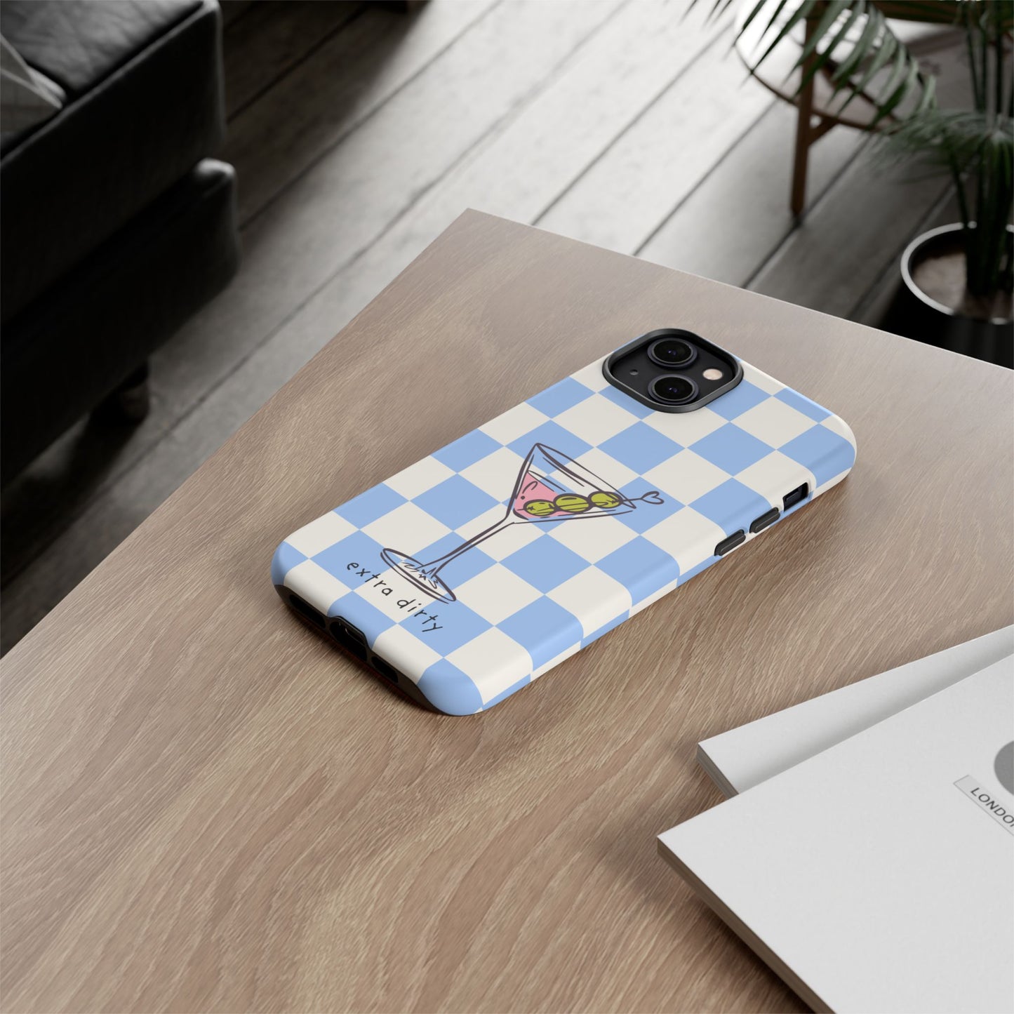 Phone Case — Blue Check Martini "extra dirty" Design