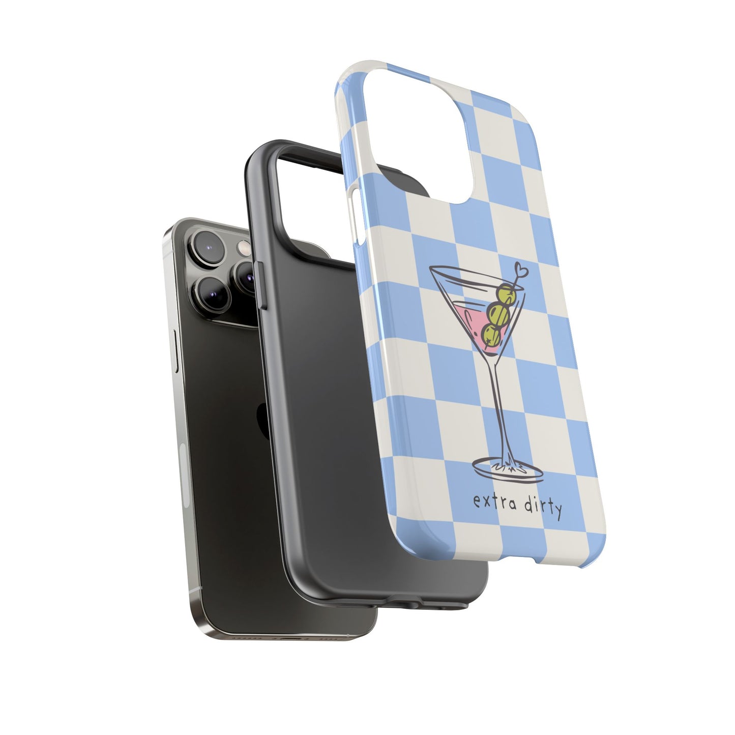 Phone Case — Blue Check Martini "extra dirty" Design