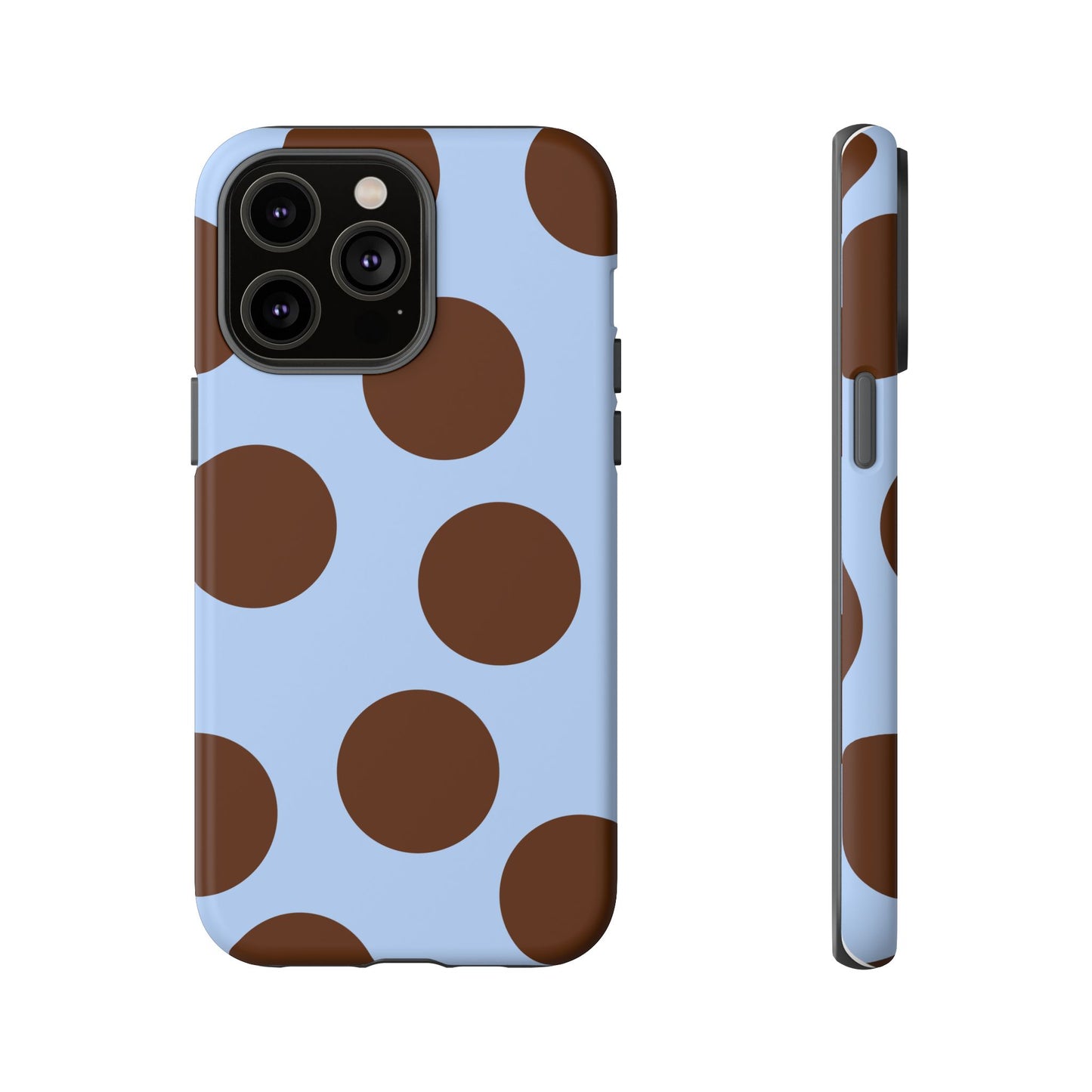 Phone Case - Blue with Brown Polka Dots (Tough Protective Phone Case)