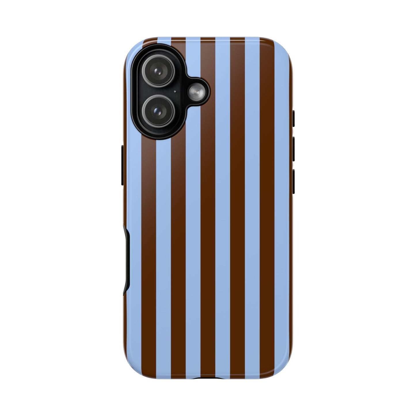 Blue & Brown Vertical Stripe Tough Phone Case — Durable Protective Cover