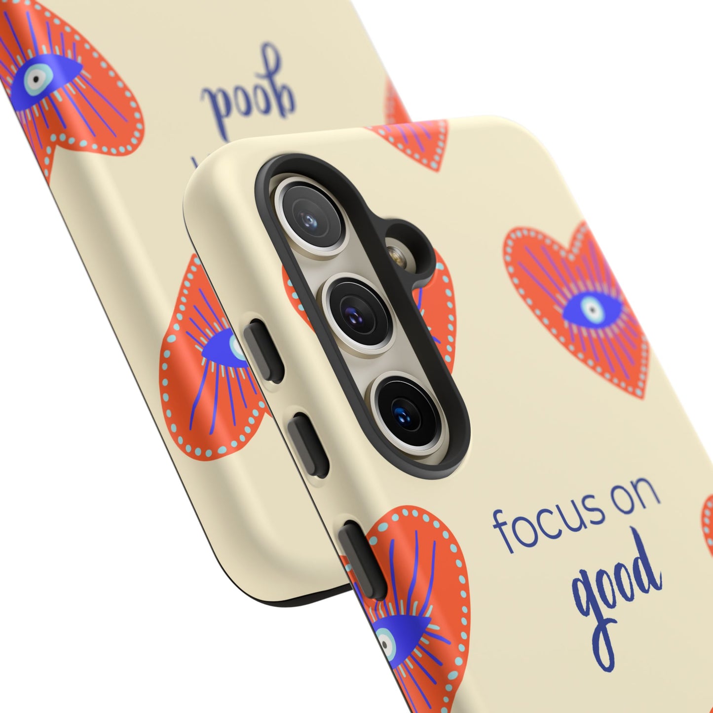 Phone Case — "Focus on Good" Heart Pattern Protective Case
