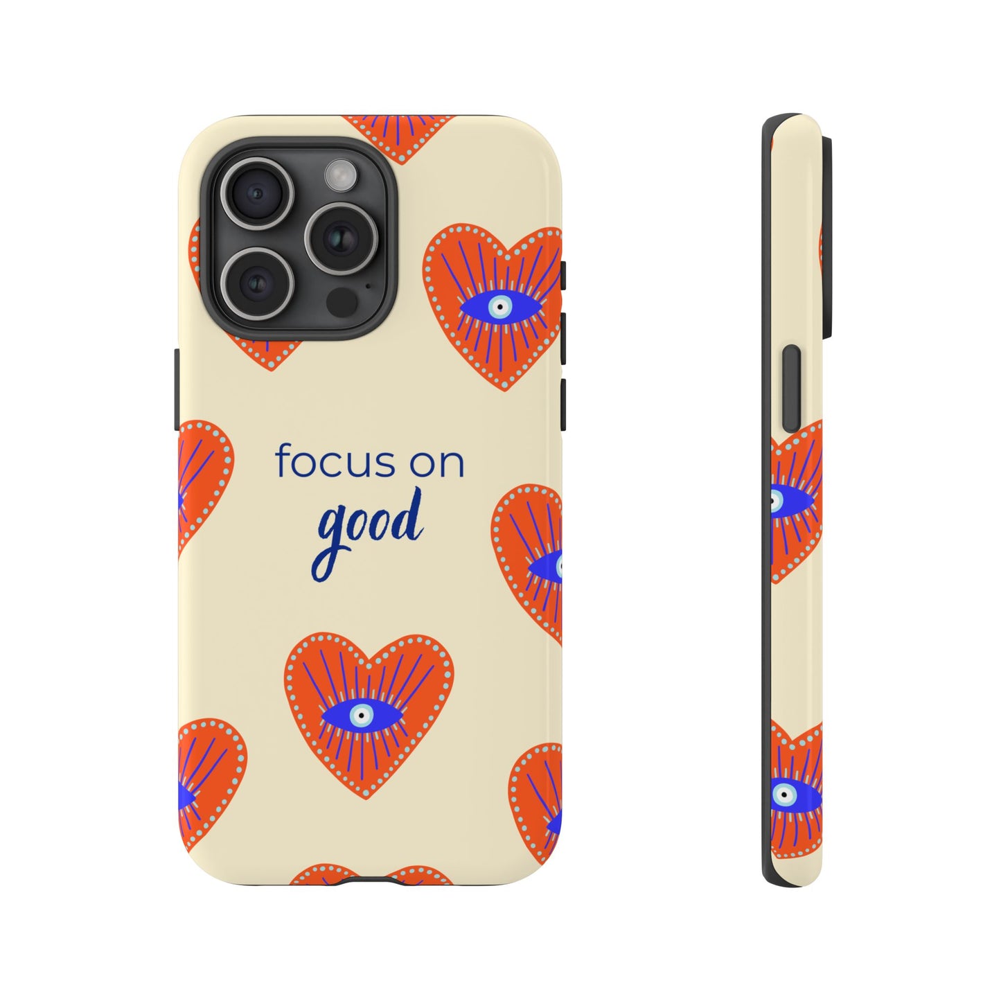 Phone Case — "Focus on Good" Heart Pattern Protective Case