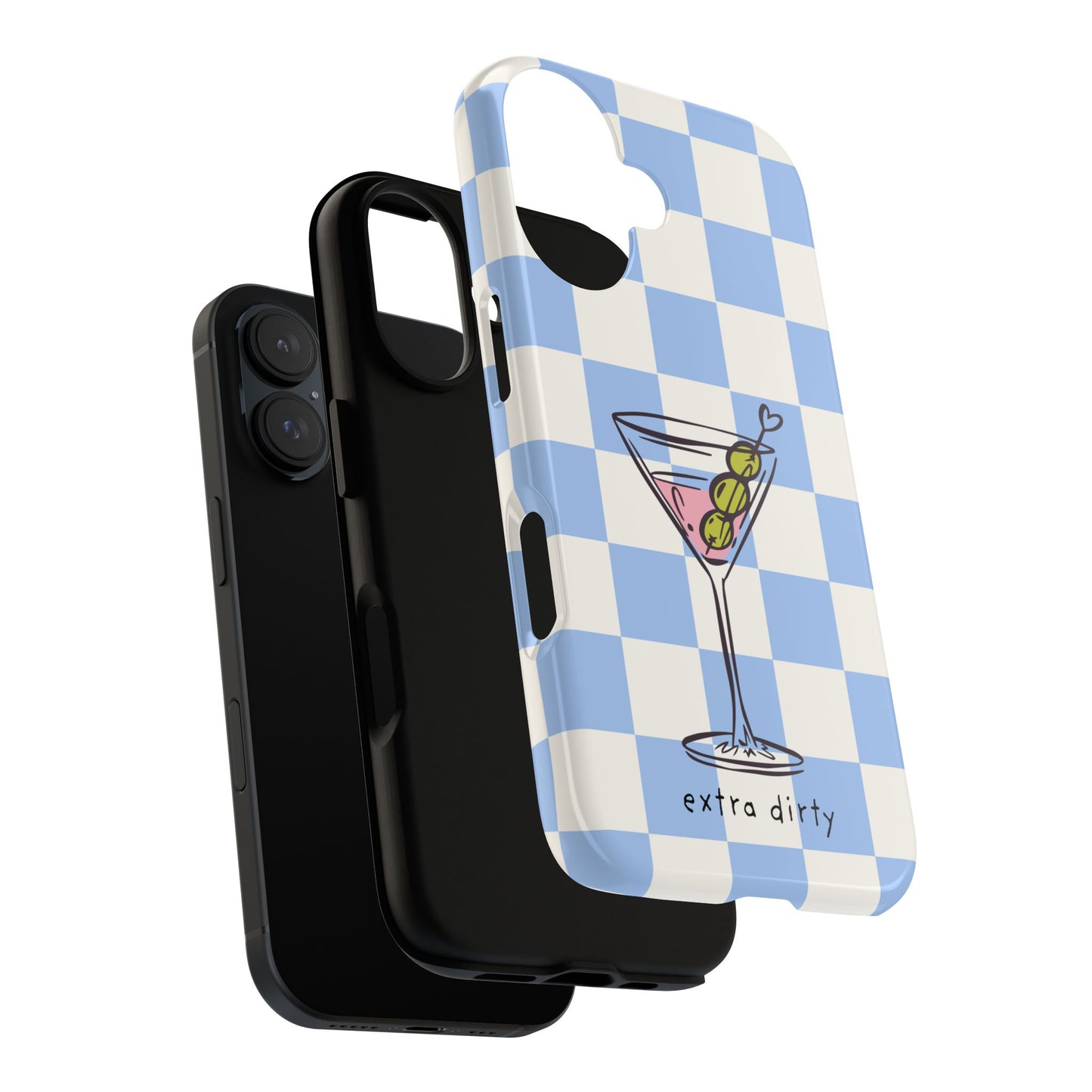 Phone Case — Blue Check Martini "extra dirty" Design