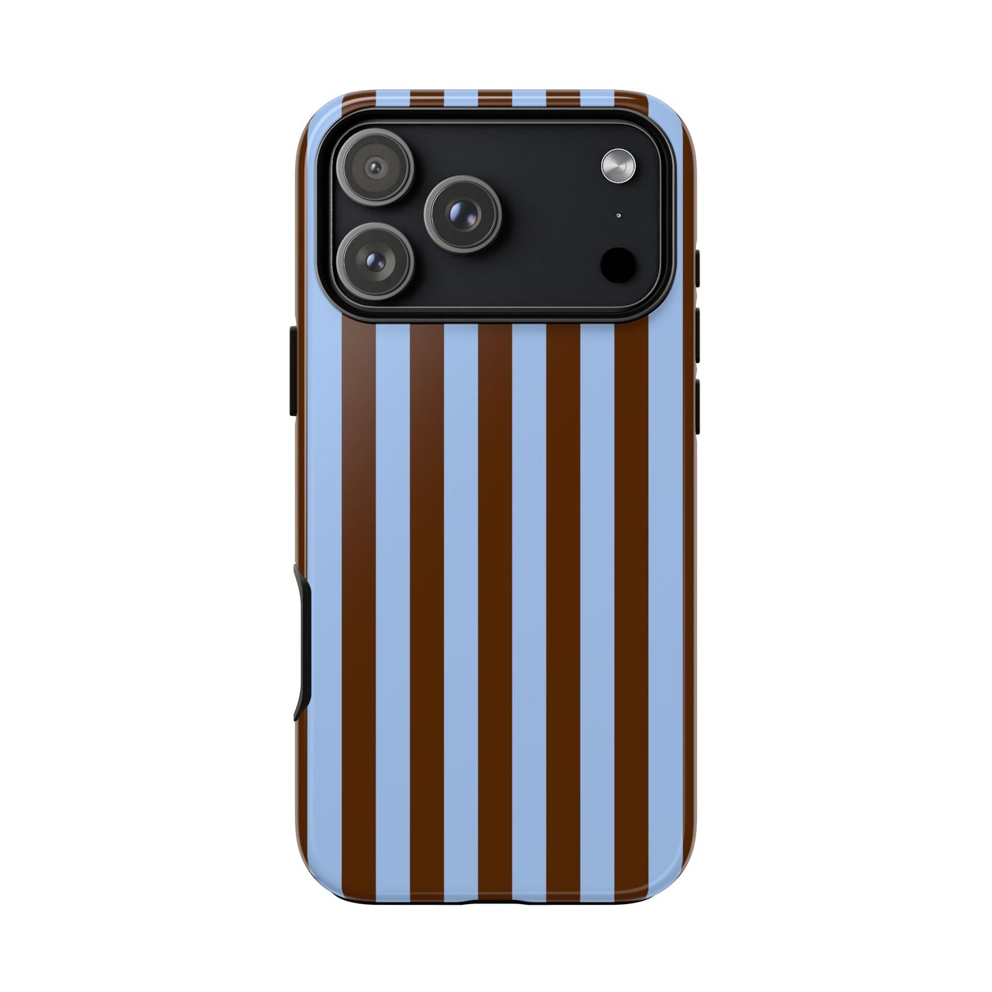Blue & Brown Vertical Stripe Tough Phone Case — Durable Protective Cover