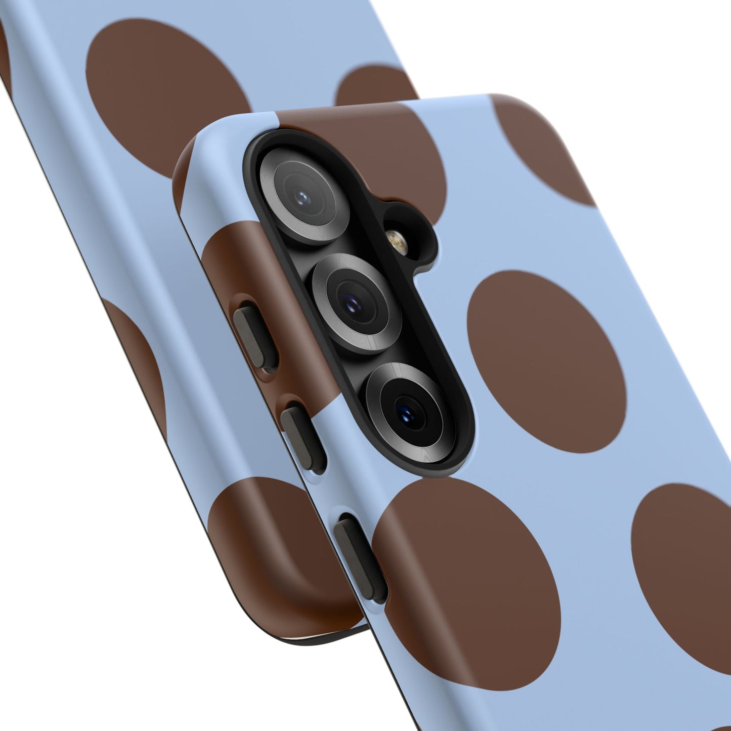 Phone Case - Blue with Brown Polka Dots (Tough Protective Phone Case)