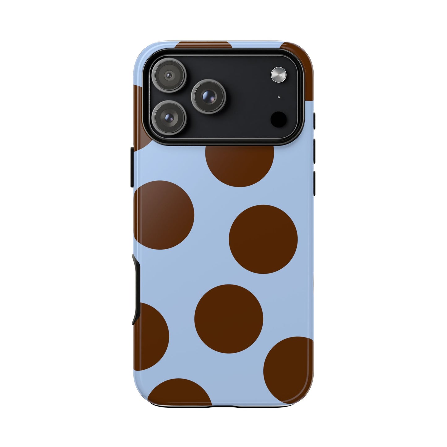 Phone Case - Blue with Brown Polka Dots (Tough Protective Phone Case)