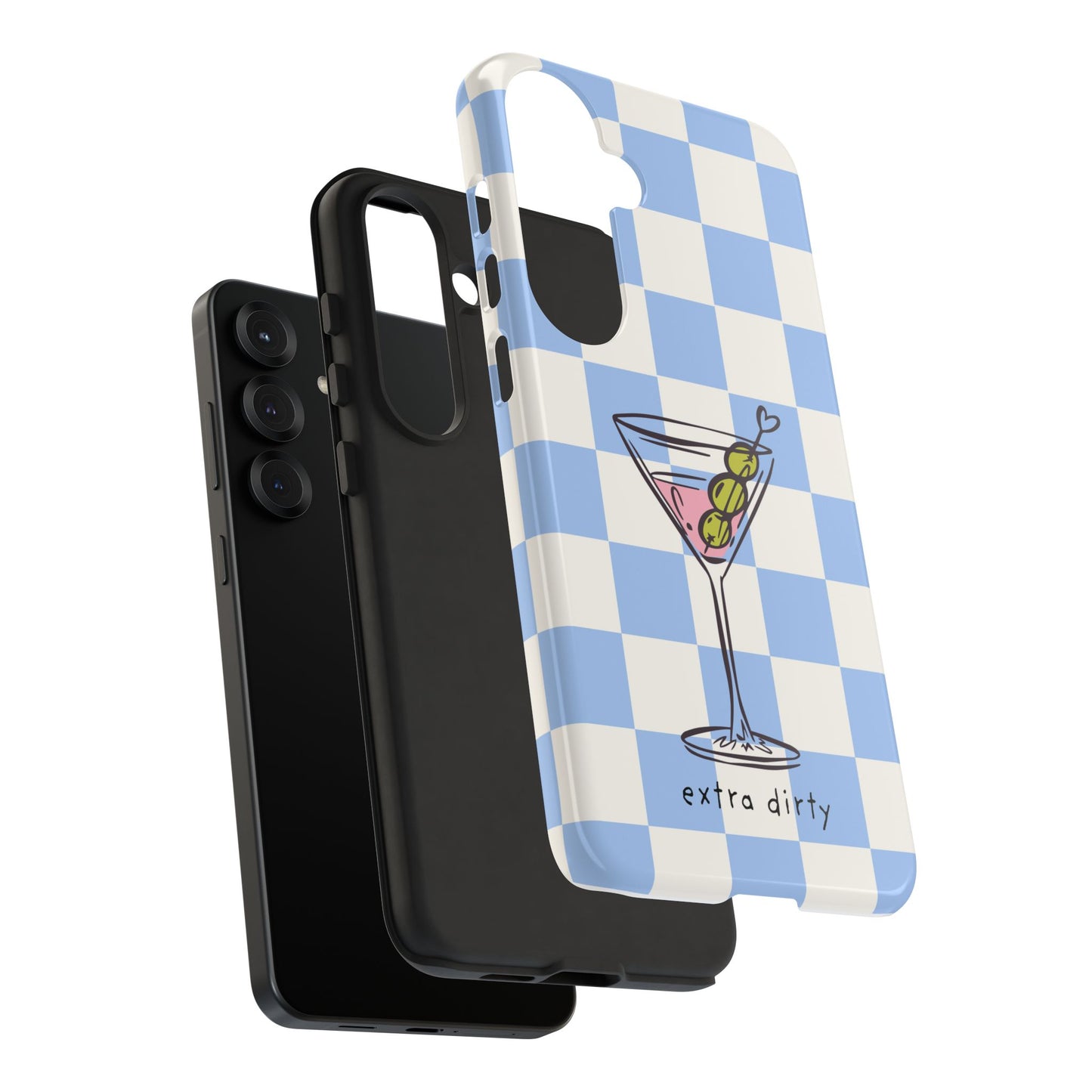 Phone Case — Blue Check Martini "extra dirty" Design