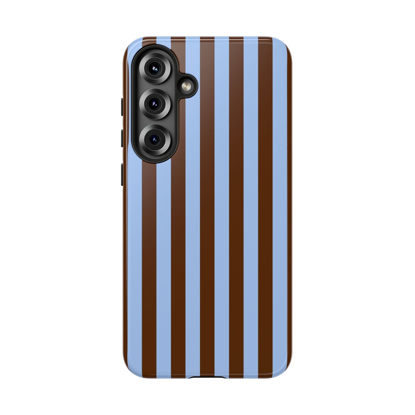 Blue & Brown Vertical Stripe Tough Phone Case — Durable Protective Cover