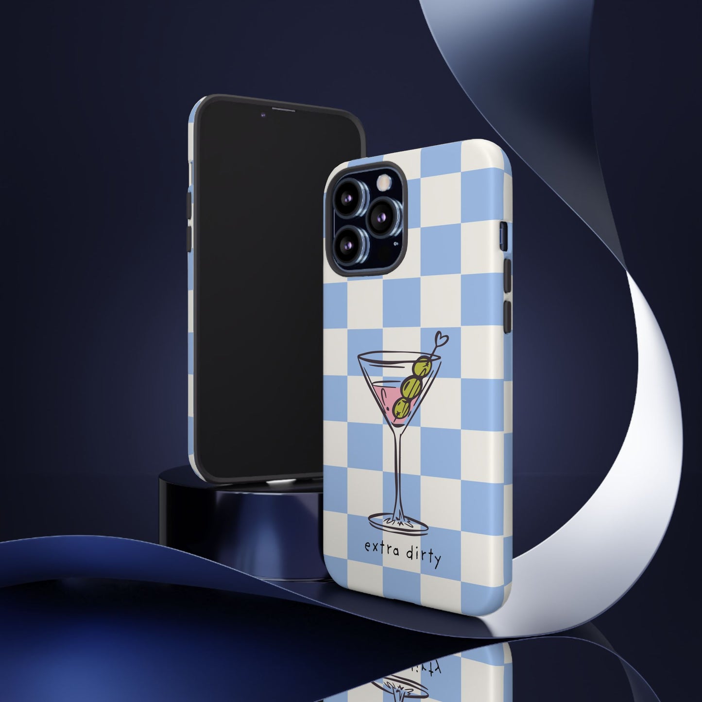 Phone Case — Blue Check Martini "extra dirty" Design