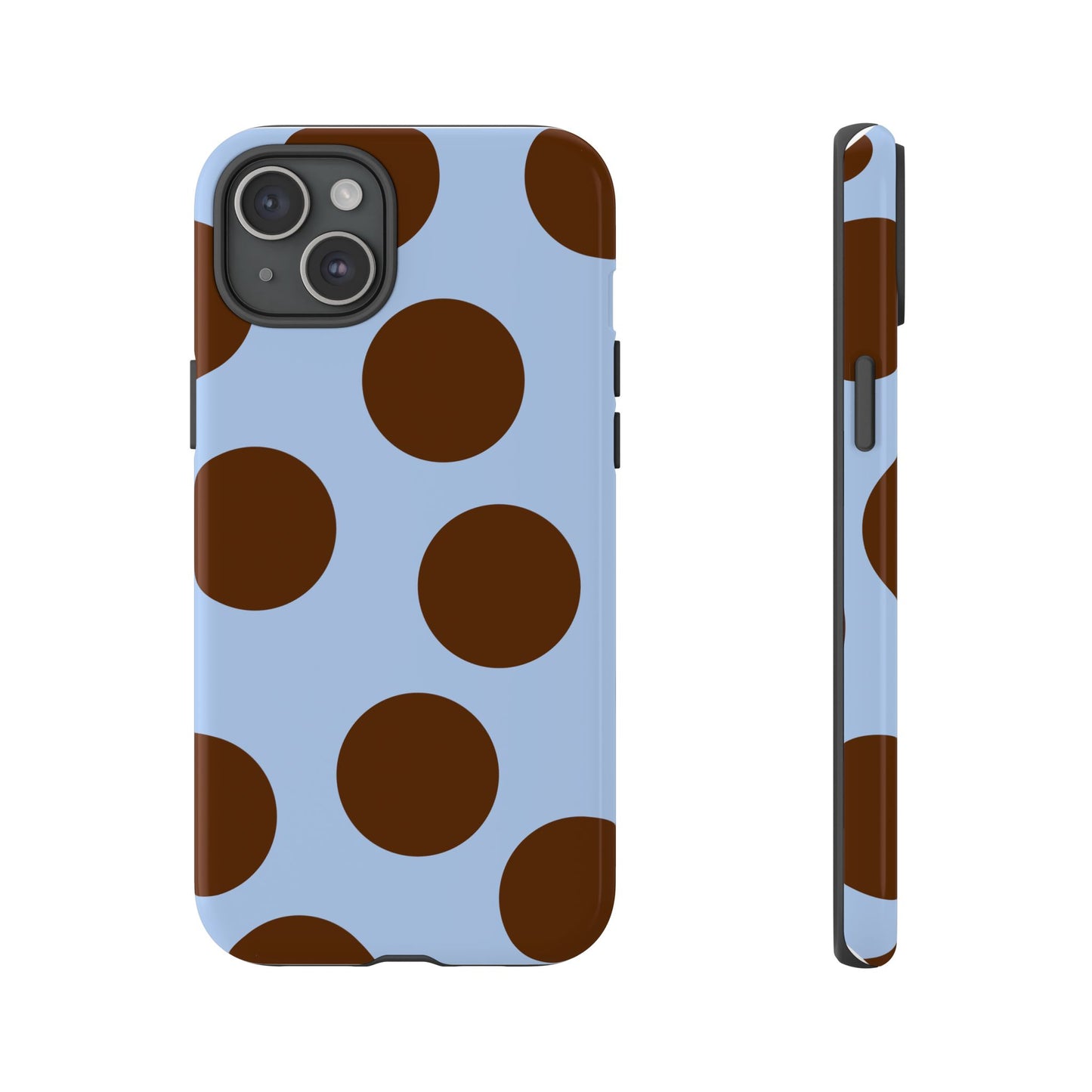 Phone Case - Blue with Brown Polka Dots (Tough Protective Phone Case)
