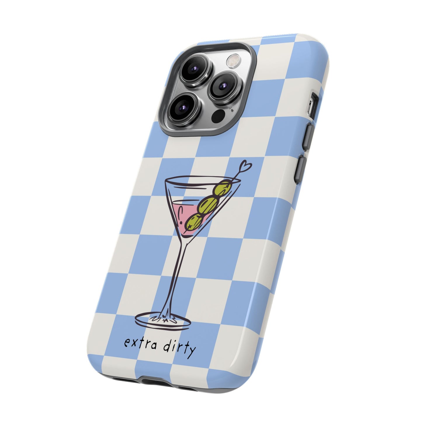 Phone Case — Blue Check Martini "extra dirty" Design