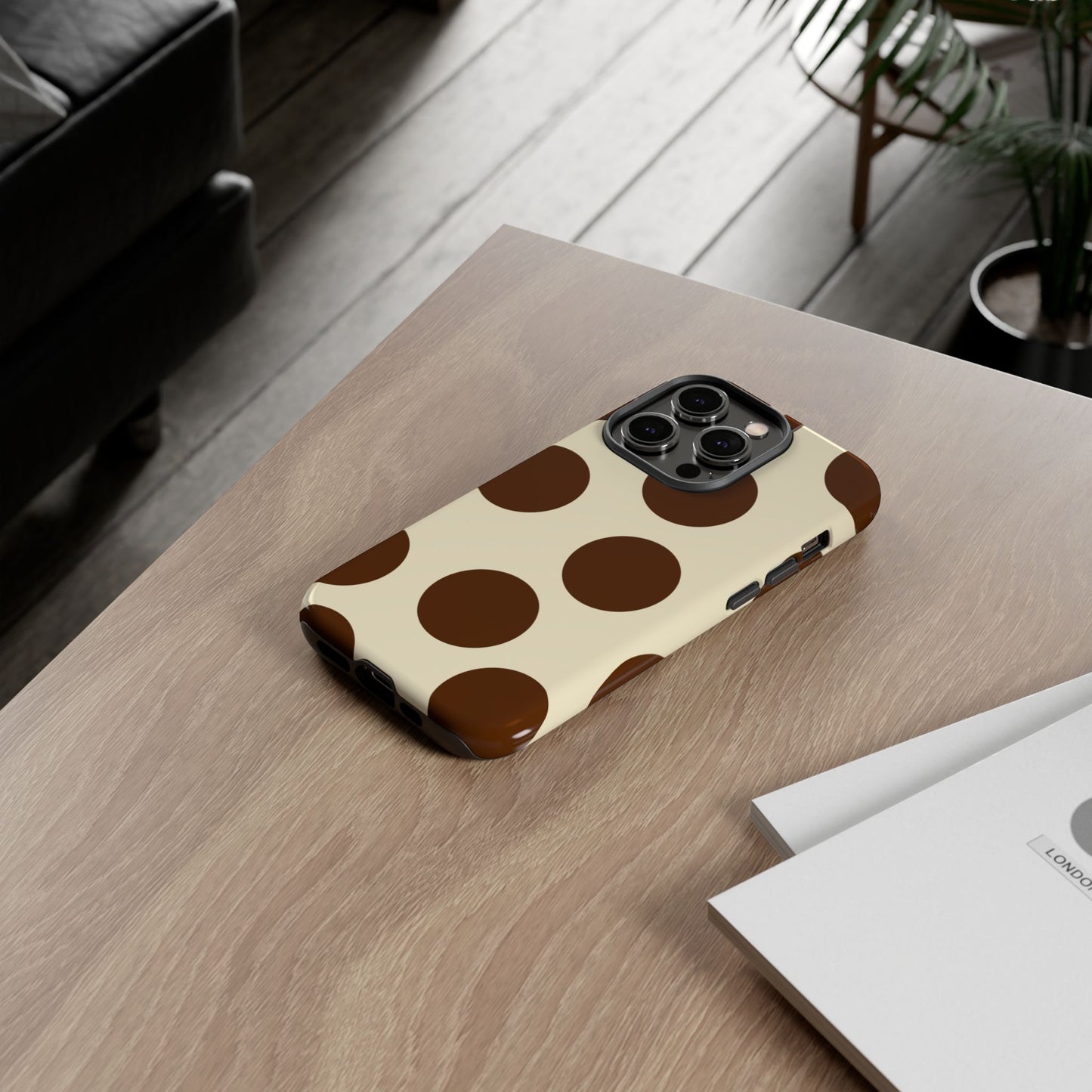 Brown Polka Dot Phone Case — Retro Large Dot Tough Case