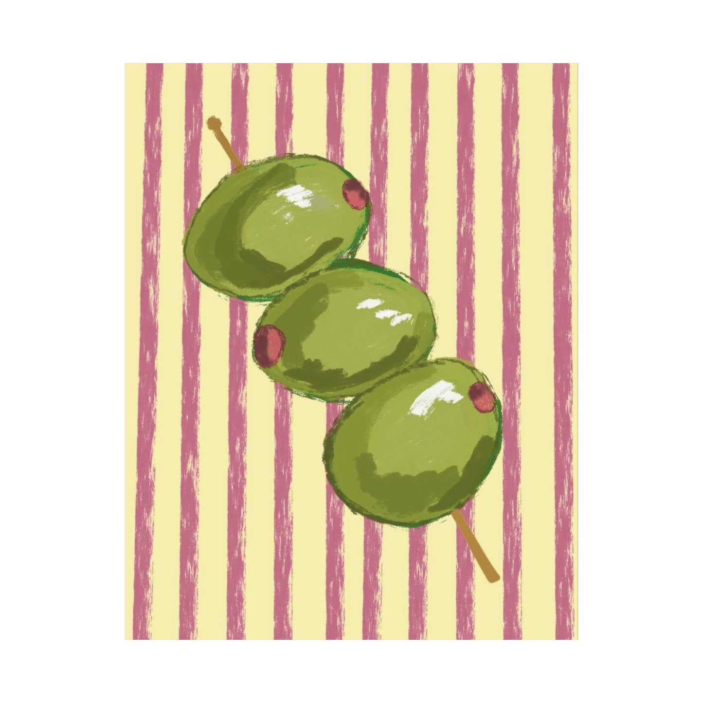 Olive Matte Poster — Retro Striped Kitchen Wall Art