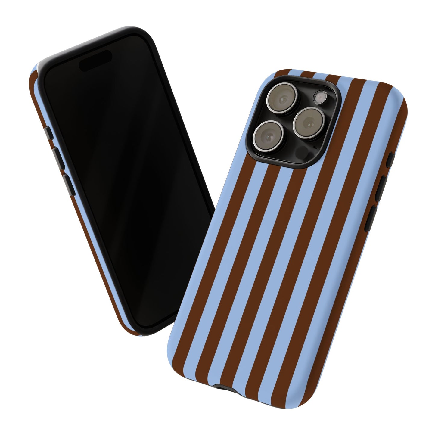 Blue & Brown Vertical Stripe Tough Phone Case — Durable Protective Cover