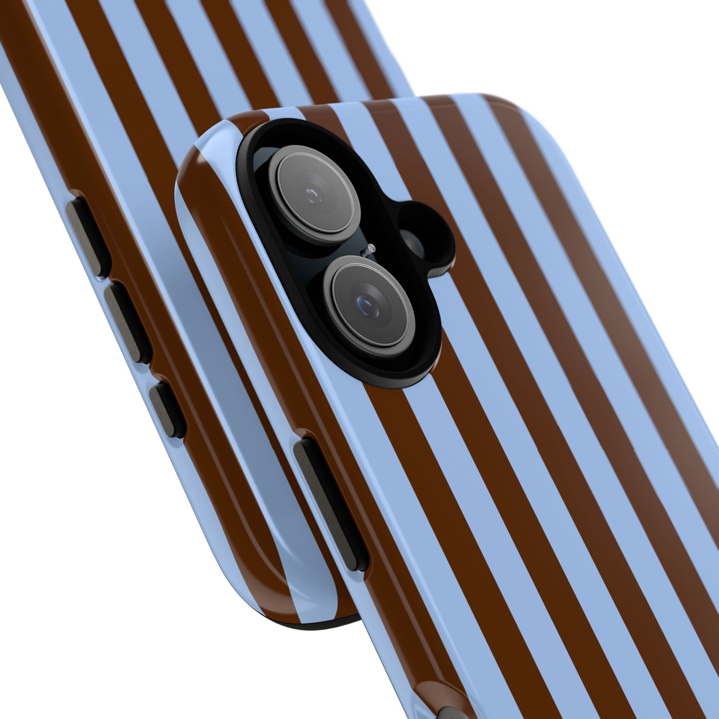 Blue & Brown Vertical Stripe Tough Phone Case — Durable Protective Cover