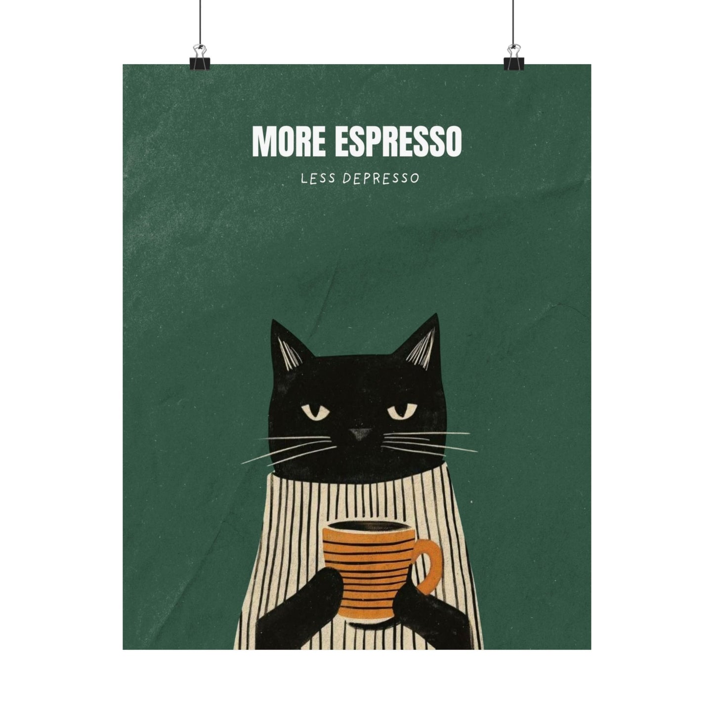 (Upload your pet photo) Cat Coffee Poster — Matte Vertical Wall Art