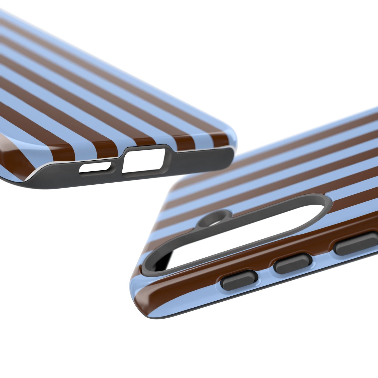 Blue & Brown Vertical Stripe Tough Phone Case — Durable Protective Cover