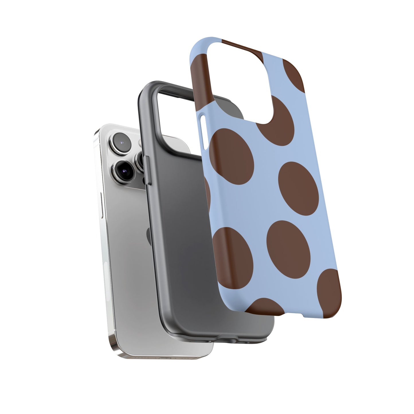 Phone Case - Blue with Brown Polka Dots (Tough Protective Phone Case)