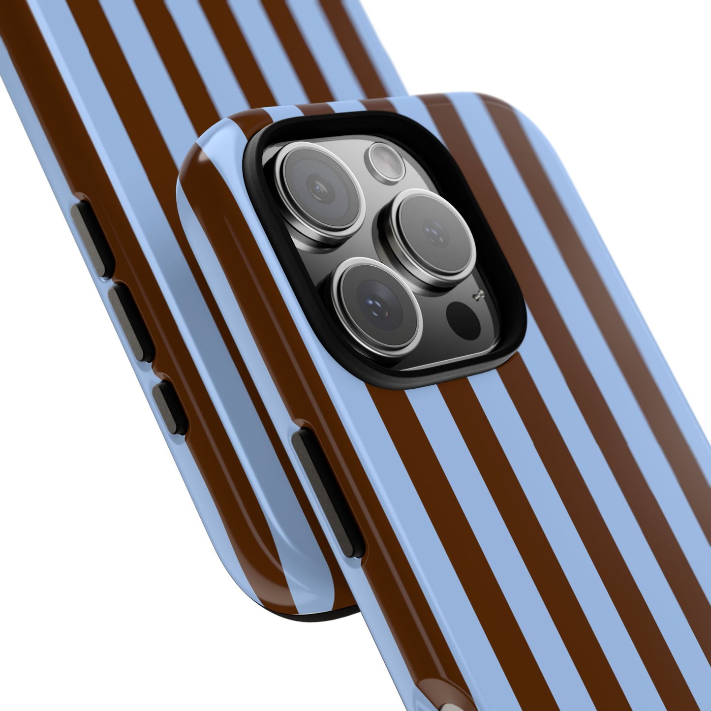 Blue & Brown Vertical Stripe Tough Phone Case — Durable Protective Cover