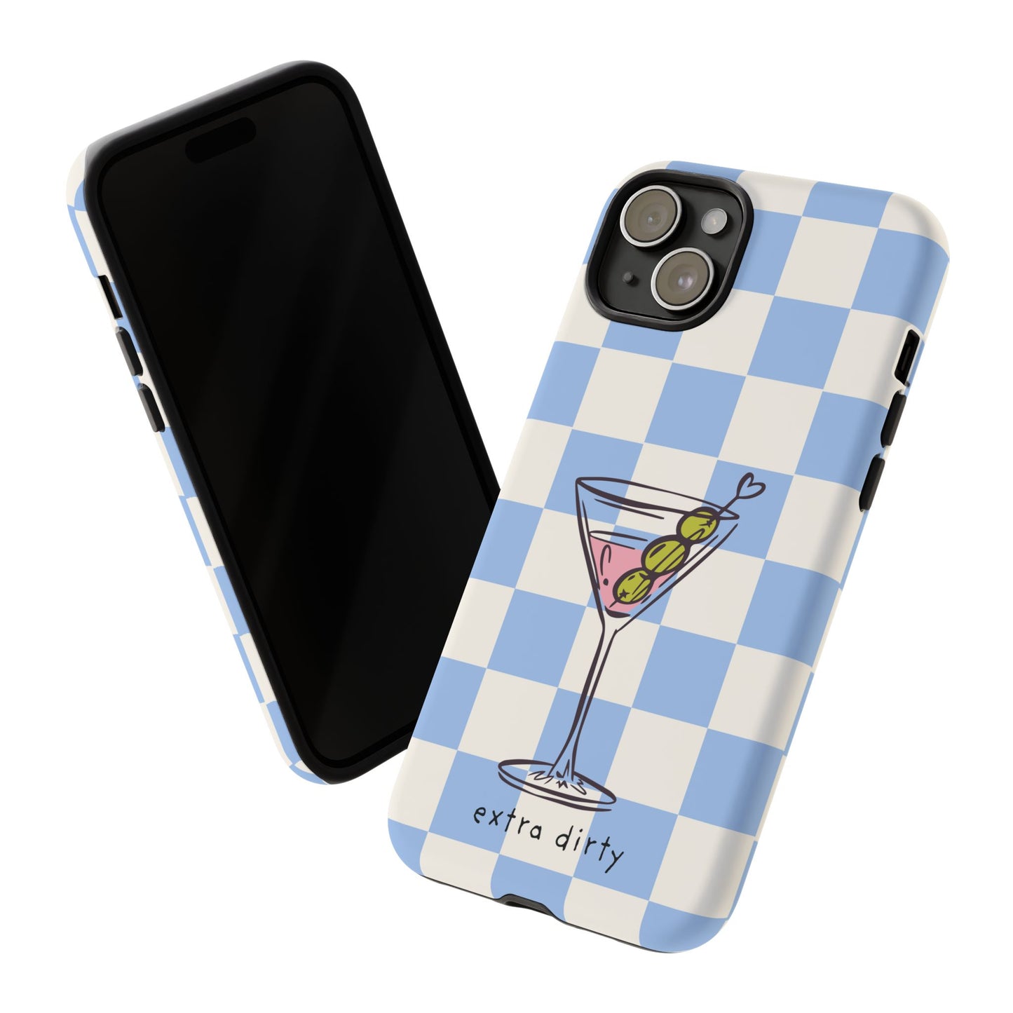 Phone Case — Blue Check Martini "extra dirty" Design
