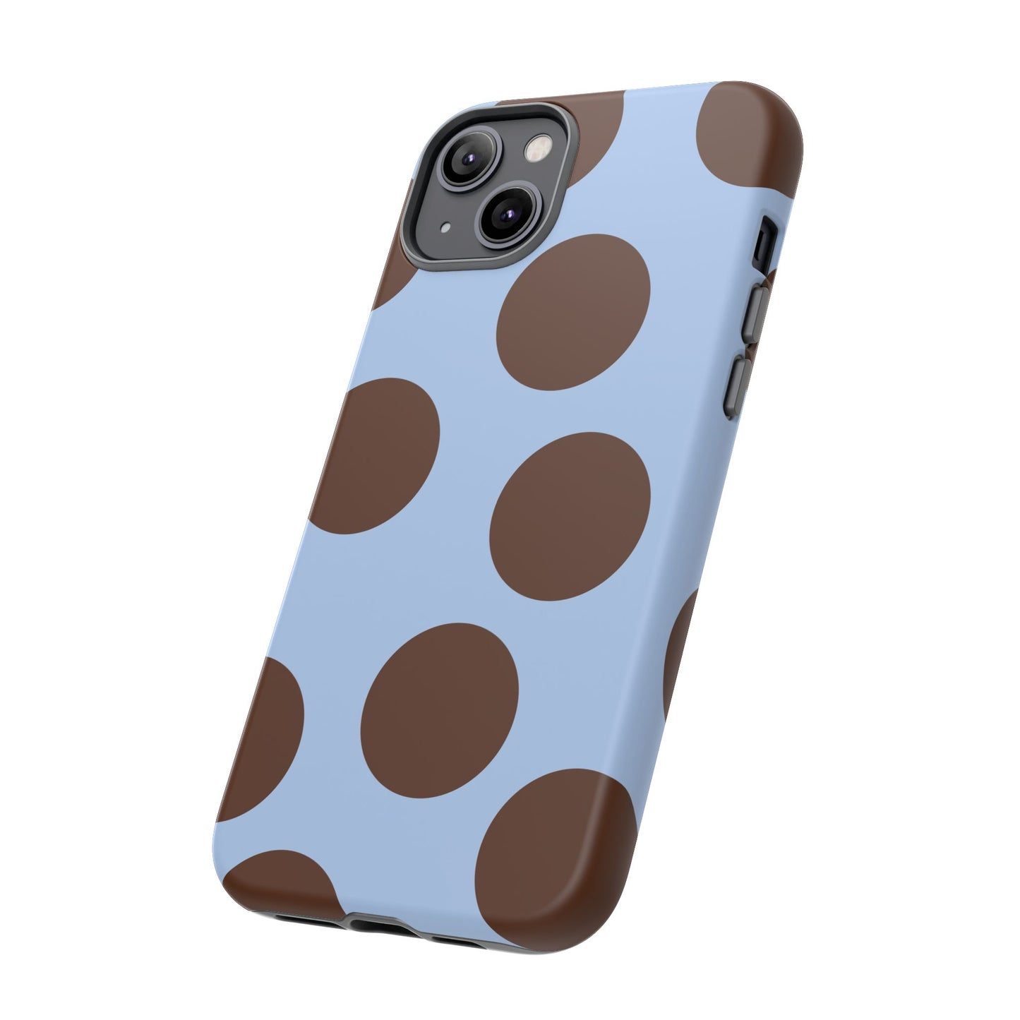 Phone Case - Blue with Brown Polka Dots (Tough Protective Phone Case)