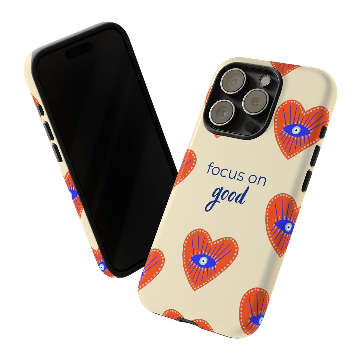Phone Case — "Focus on Good" Heart Pattern Protective Case