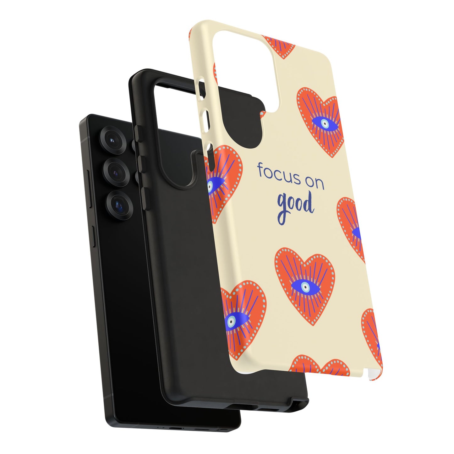 Phone Case — "Focus on Good" Heart Pattern Protective Case