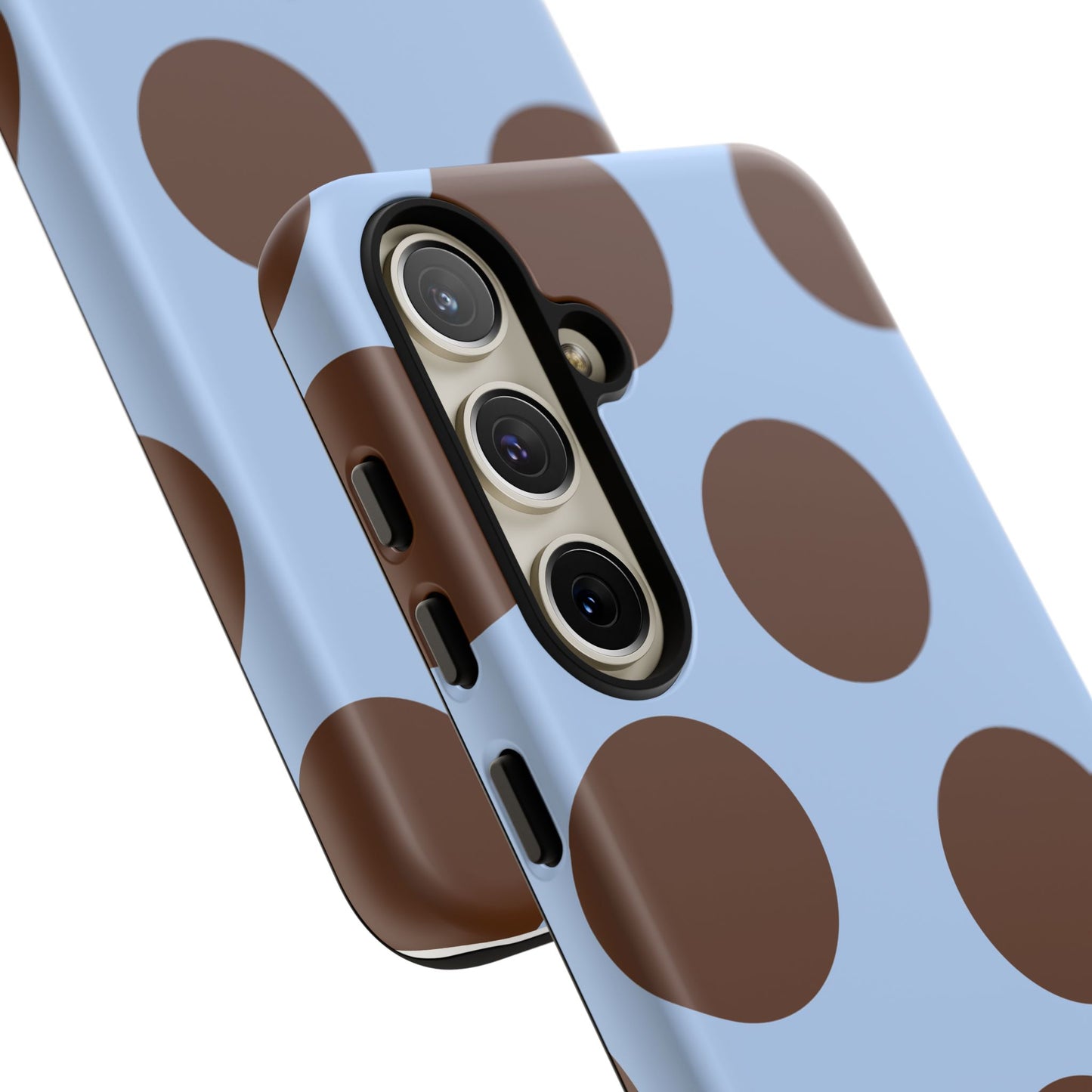 Phone Case - Blue with Brown Polka Dots (Tough Protective Phone Case)