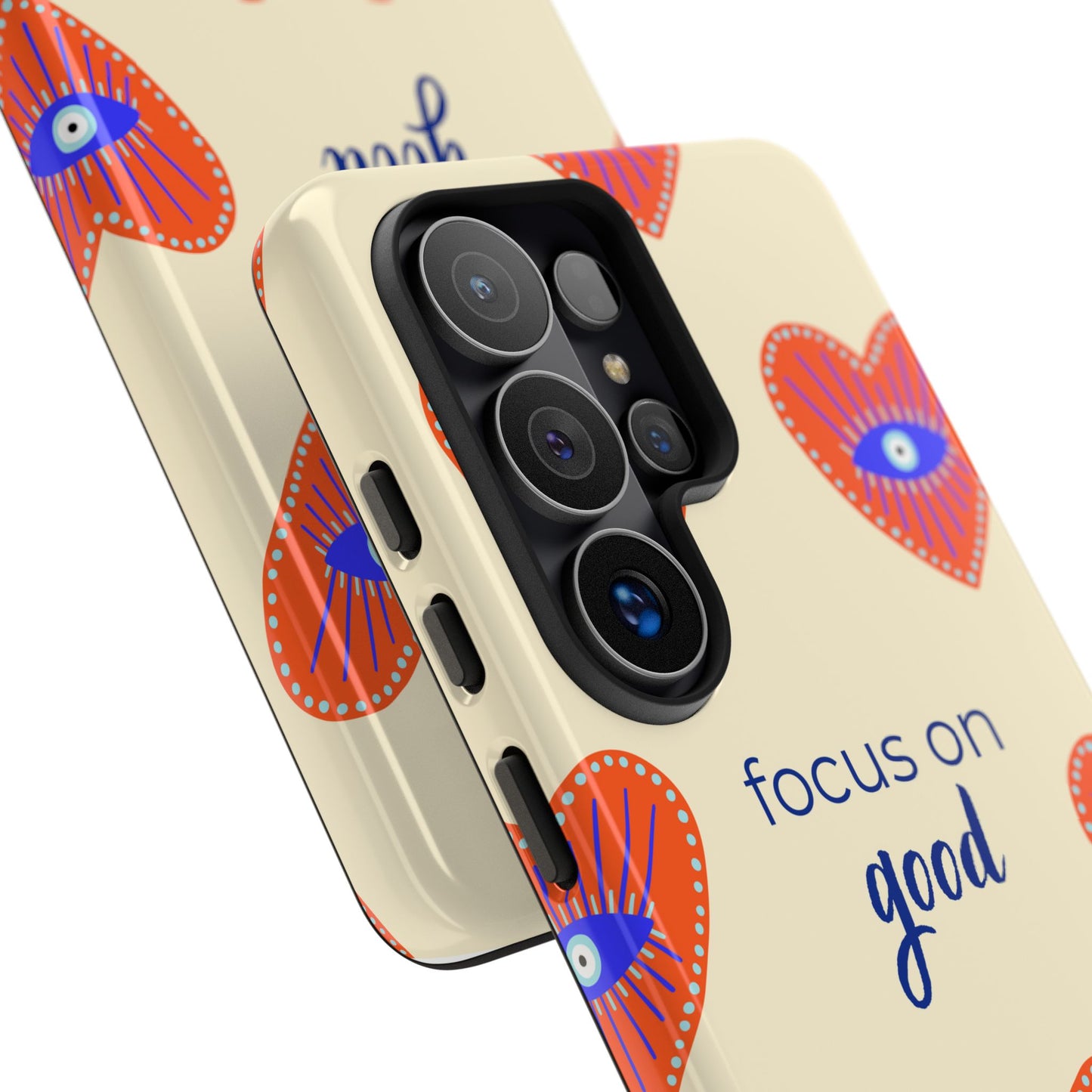 Phone Case — "Focus on Good" Heart Pattern Protective Case