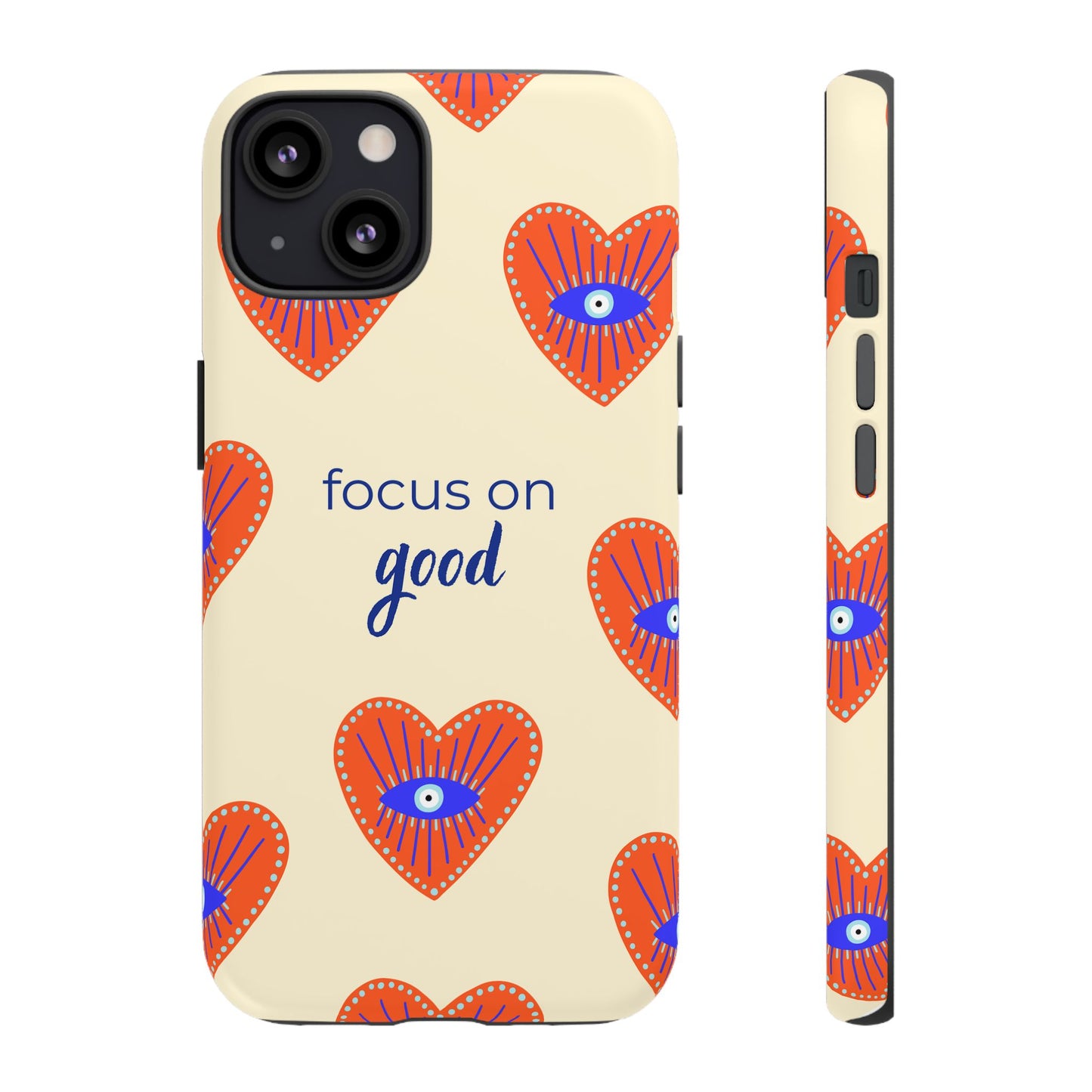 Phone Case — "Focus on Good" Heart Pattern Protective Case