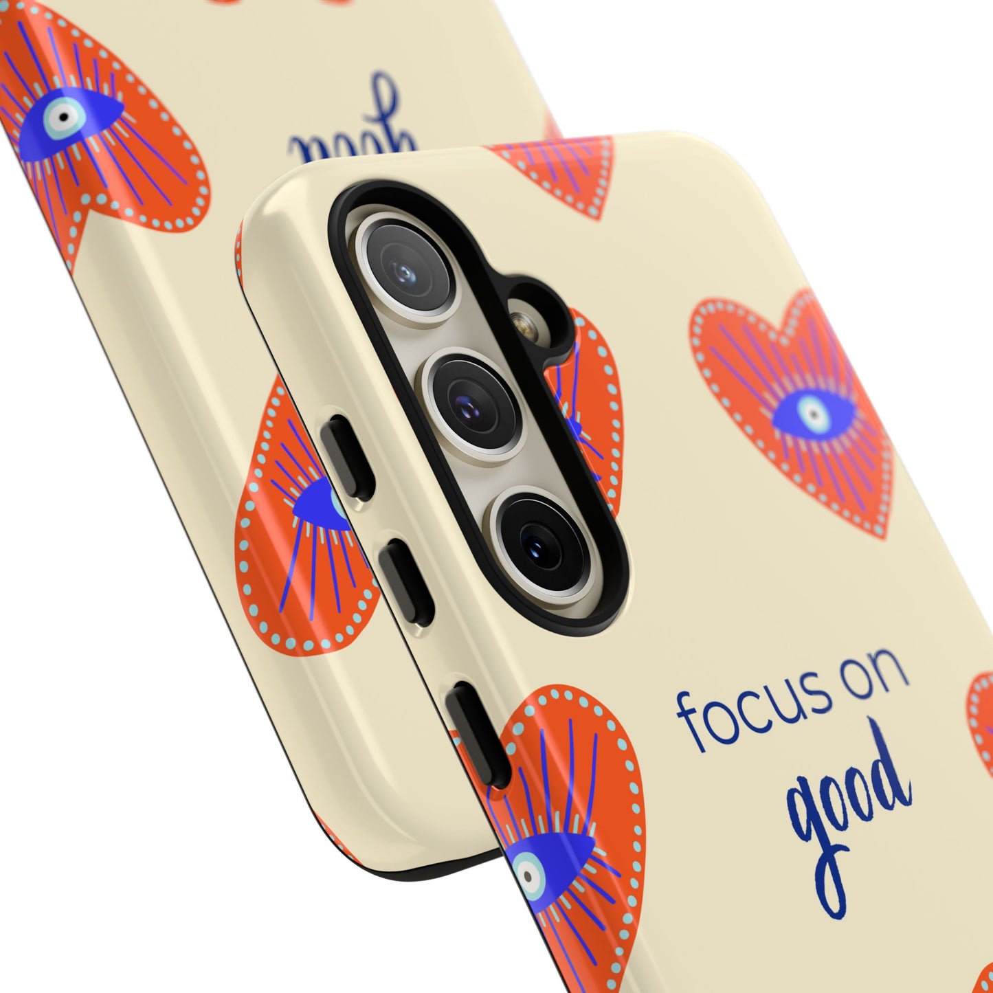Phone Case — "Focus on Good" Heart Pattern Protective Case