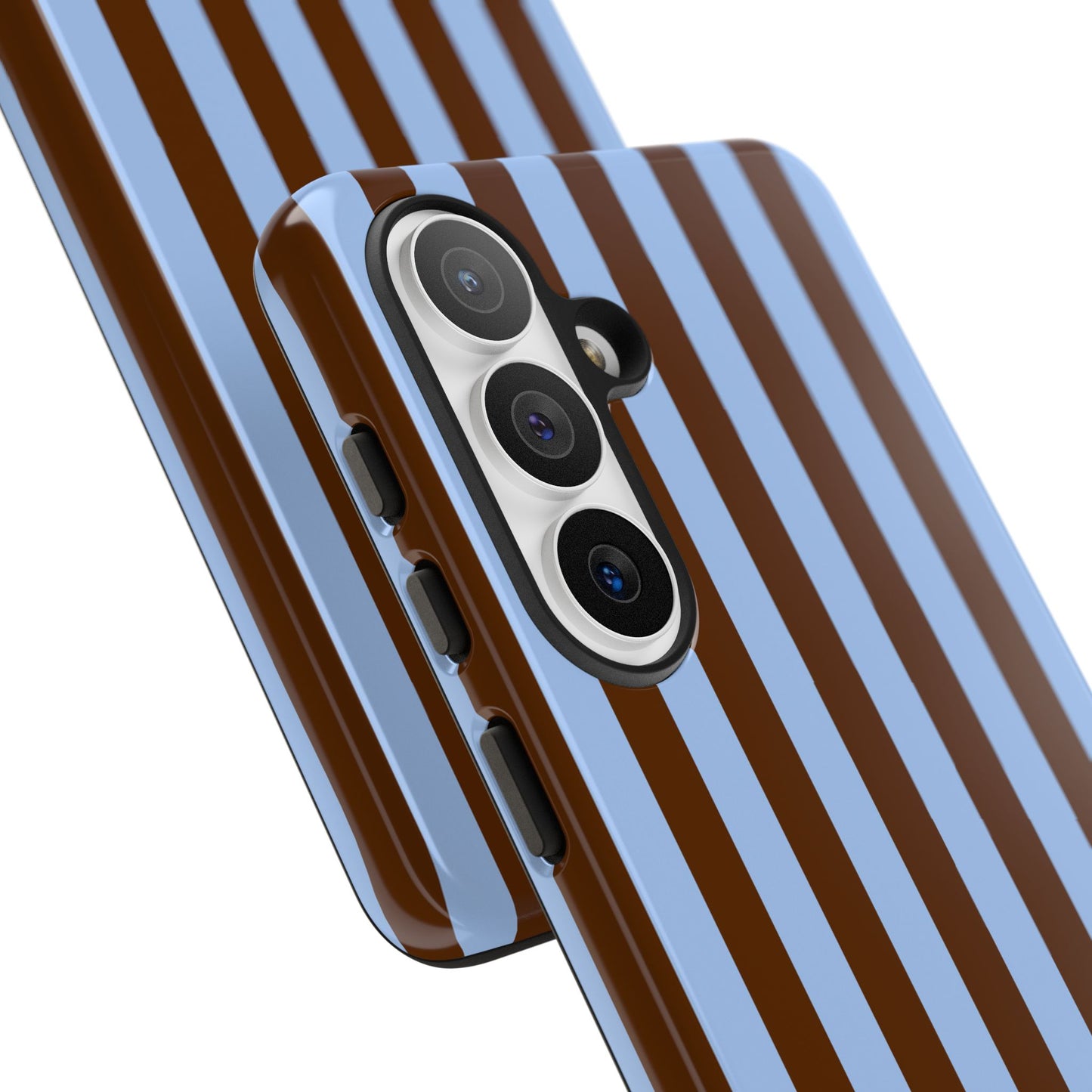Blue & Brown Vertical Stripe Tough Phone Case — Durable Protective Cover