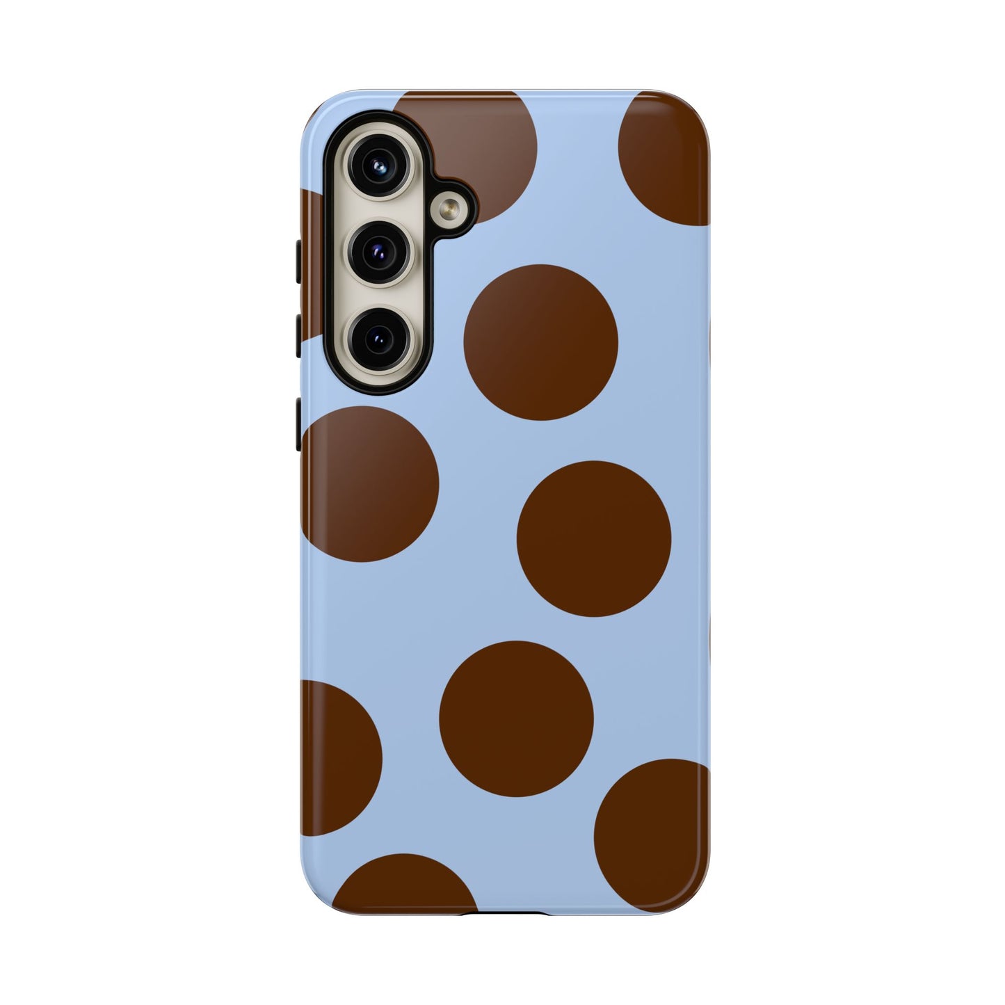 Phone Case - Blue with Brown Polka Dots (Tough Protective Phone Case)