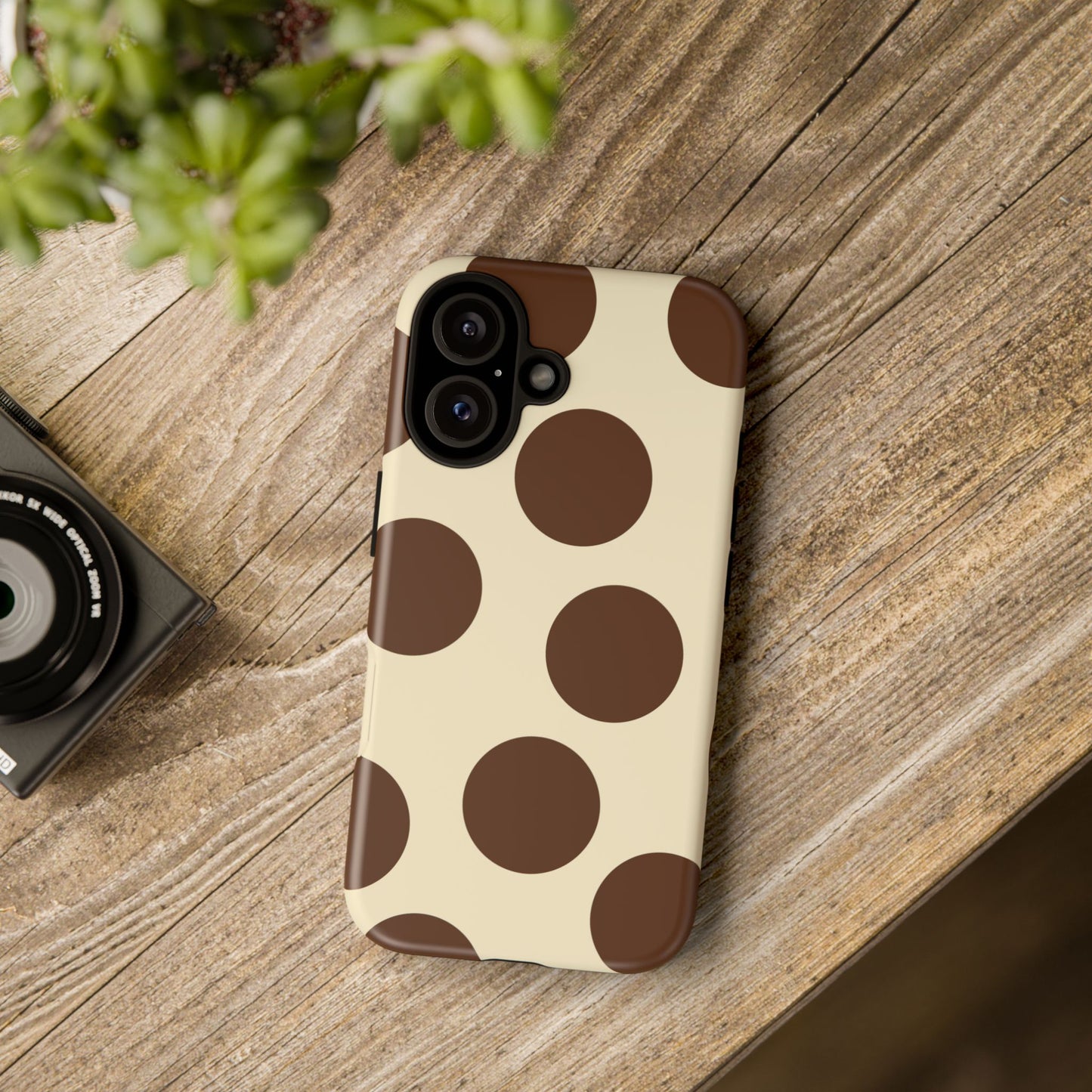 Brown Polka Dot Phone Case — Retro Large Dot Tough Case